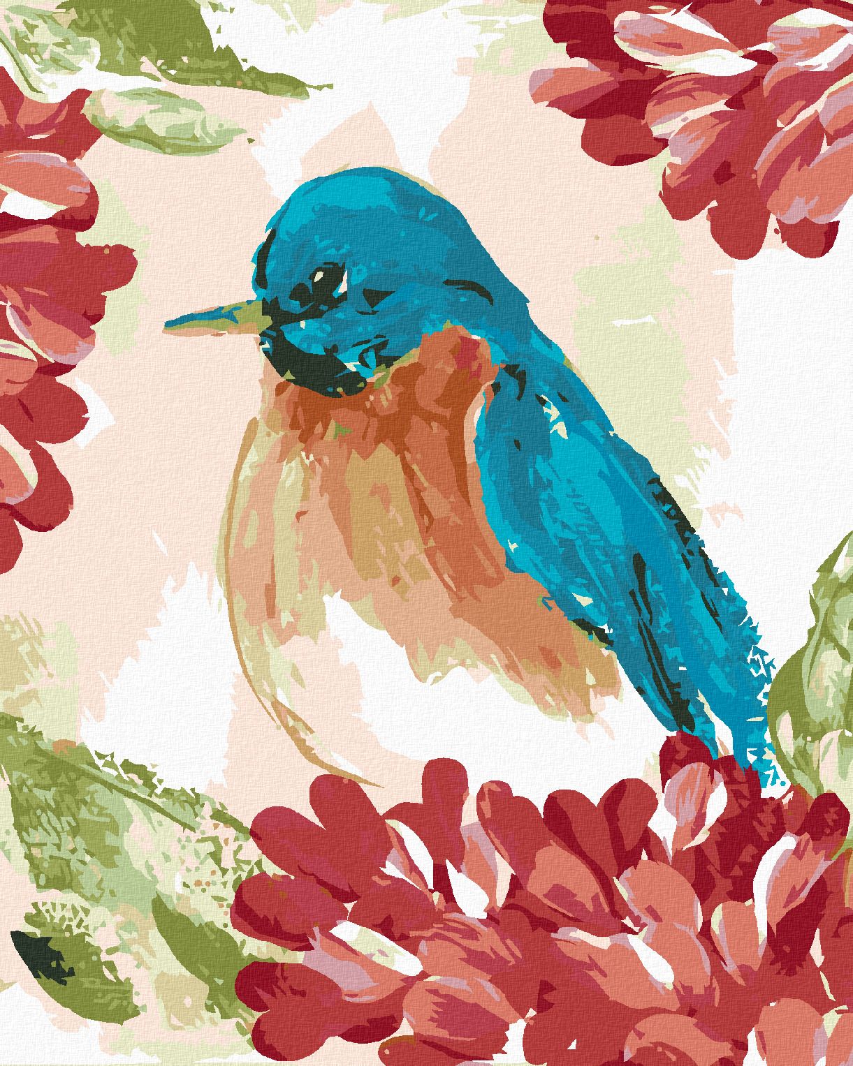 zuty Malování podle čísel - MODRÝ PTÁK V KVĚTINÁCH (HALEY BUSH) - Rozměr: 40x50 cm, Rámování: Varianta: bez rámu a bez vypnutí plátna - obrázek 1