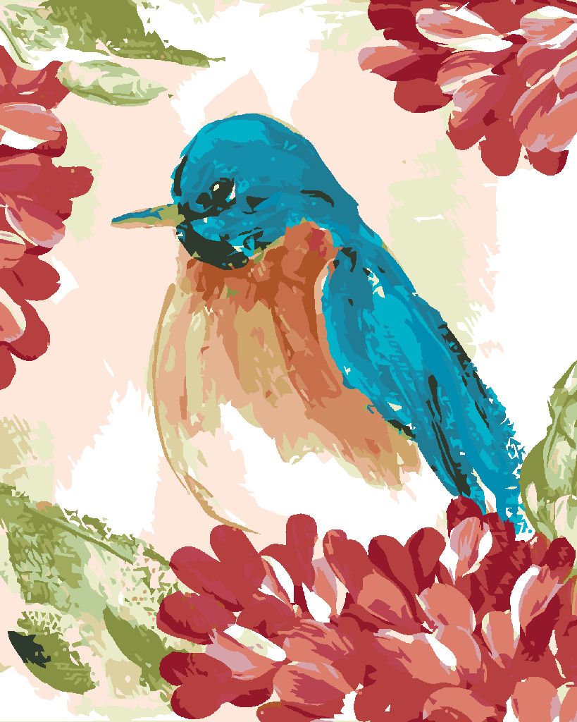 zuty Malování podle čísel - MODRÝ PTÁK V KVĚTINÁCH (HALEY BUSH) - Rozměr: 40x50 cm, Rámování: Varianta: bez rámu a bez vypnutí plátna - obrázek 8