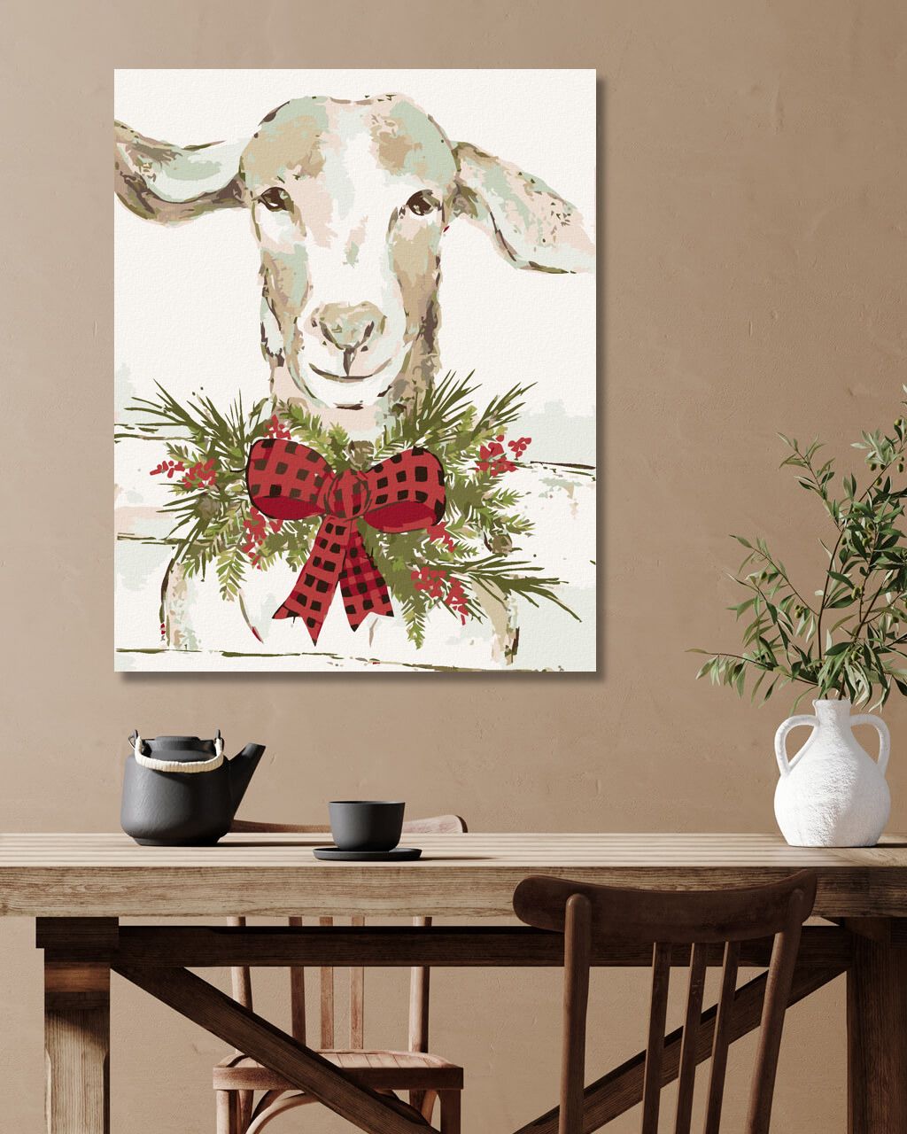 zuty Malování podle čísel - OVCE S ČERVENOU MAŠLÍ (HALEY BUSH) - Rozměr: 40x50 cm, Rámování: Varianta: bez rámu a bez vypnutí plátna - obrázek 6