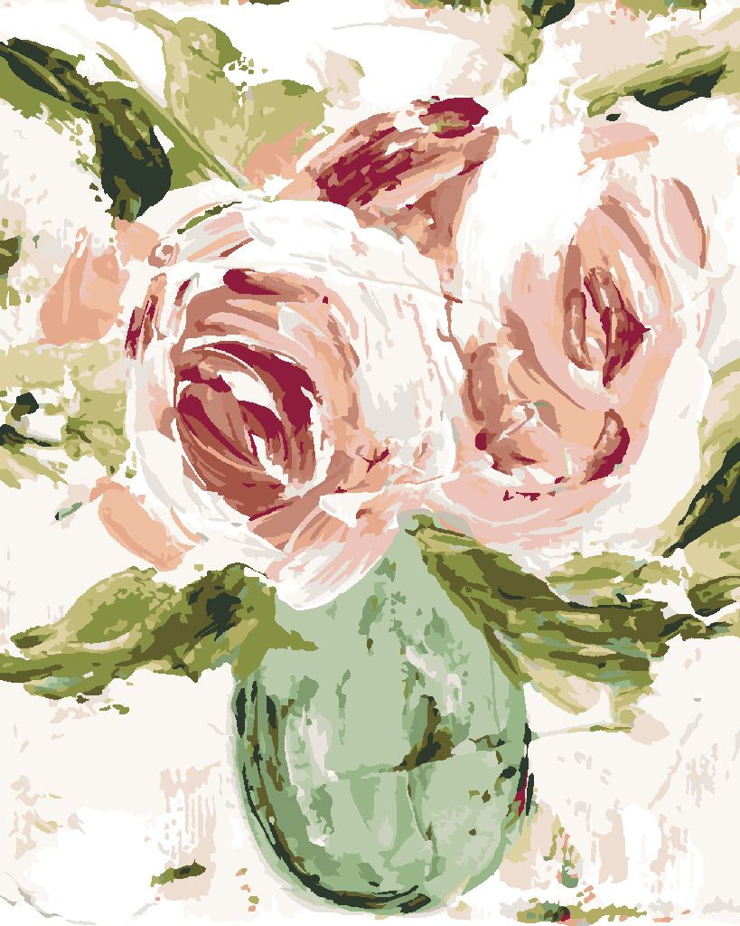 zuty Malování podle čísel - ZÁTIŠÍ RŮŽE VE VÁZE (HALEY BUSH) - Rozměr: 40x50 cm, Rámování: Varianta: vypnuté plátno na rám - obrázek 3