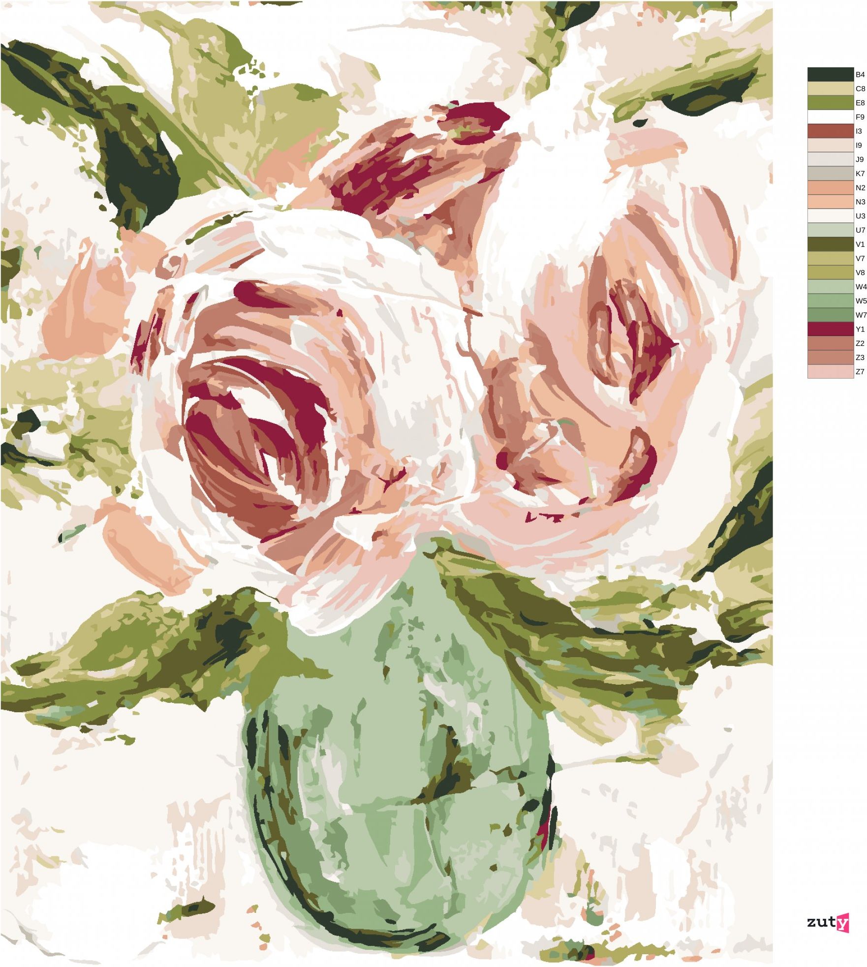 zuty Malování podle čísel - ZÁTIŠÍ RŮŽE VE VÁZE (HALEY BUSH) - Rozměr: 40x50 cm, Rámování: Varianta: vypnuté plátno na rám - obrázek 10