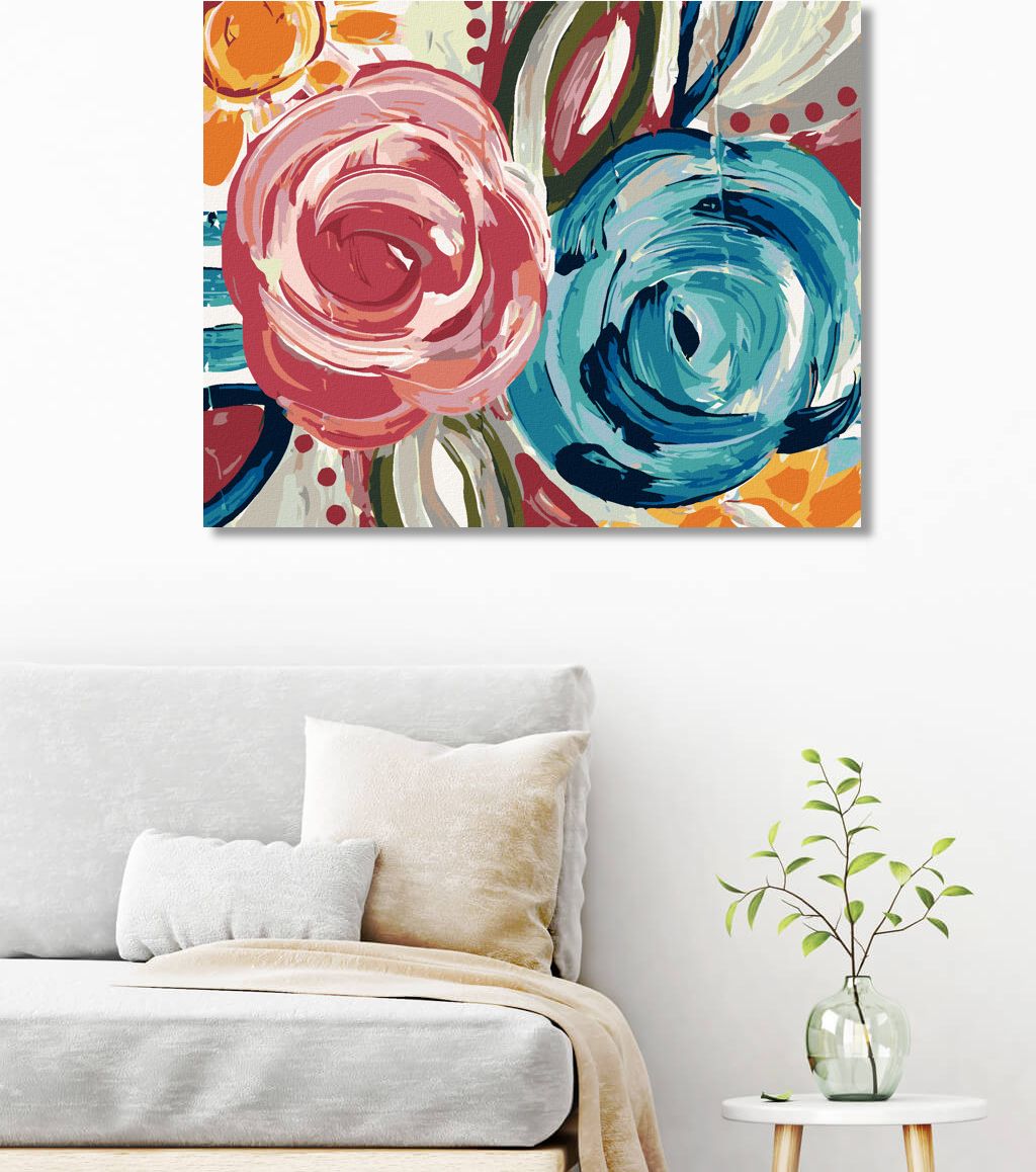 zuty Malování podle čísel - BAREVNÉ KVĚTINY (HALEY BUSH) - Rozměr: 40x50 cm, Rámování: Varianta: vypnuté plátno na rám - obrázek 2