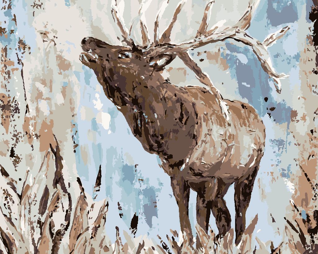 zuty Malování podle čísel - JELEN V KRAJINĚ (HALEY BUSH) - Rozměr: 40x50 cm, Rámování: Varianta: vypnuté plátno na rám - obrázek 6