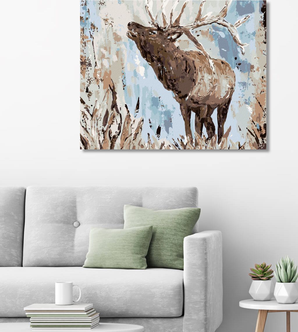zuty Malování podle čísel - JELEN V KRAJINĚ (HALEY BUSH) - Rozměr: 40x50 cm, Rámování: Varianta: vypnuté plátno na rám - obrázek 7