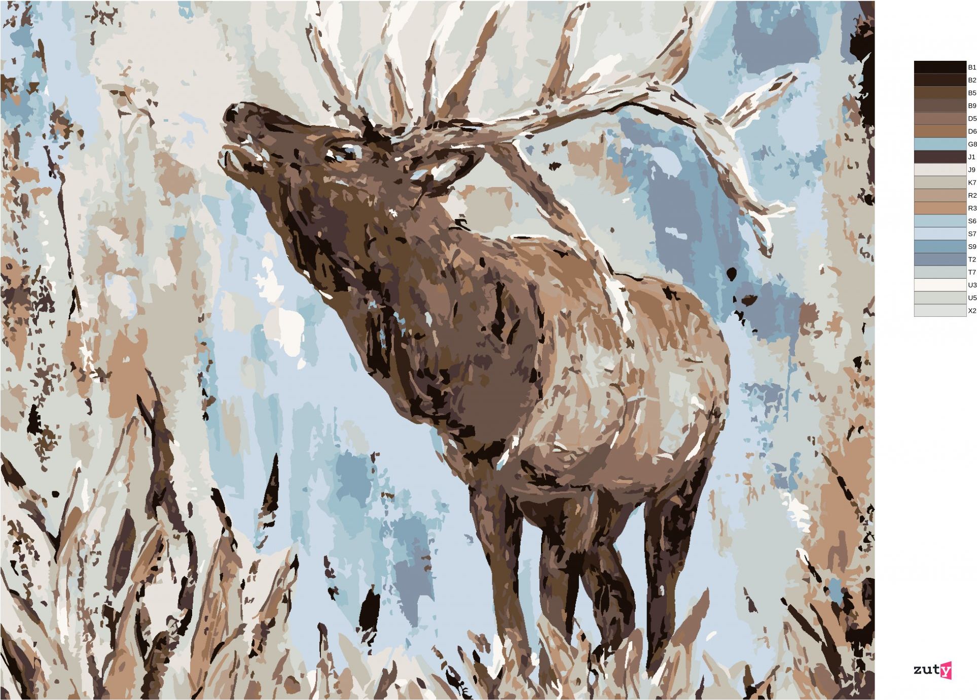 zuty Malování podle čísel - JELEN V KRAJINĚ (HALEY BUSH) - Rozměr: 40x50 cm, Rámování: Varianta: vypnuté plátno na rám - obrázek 9