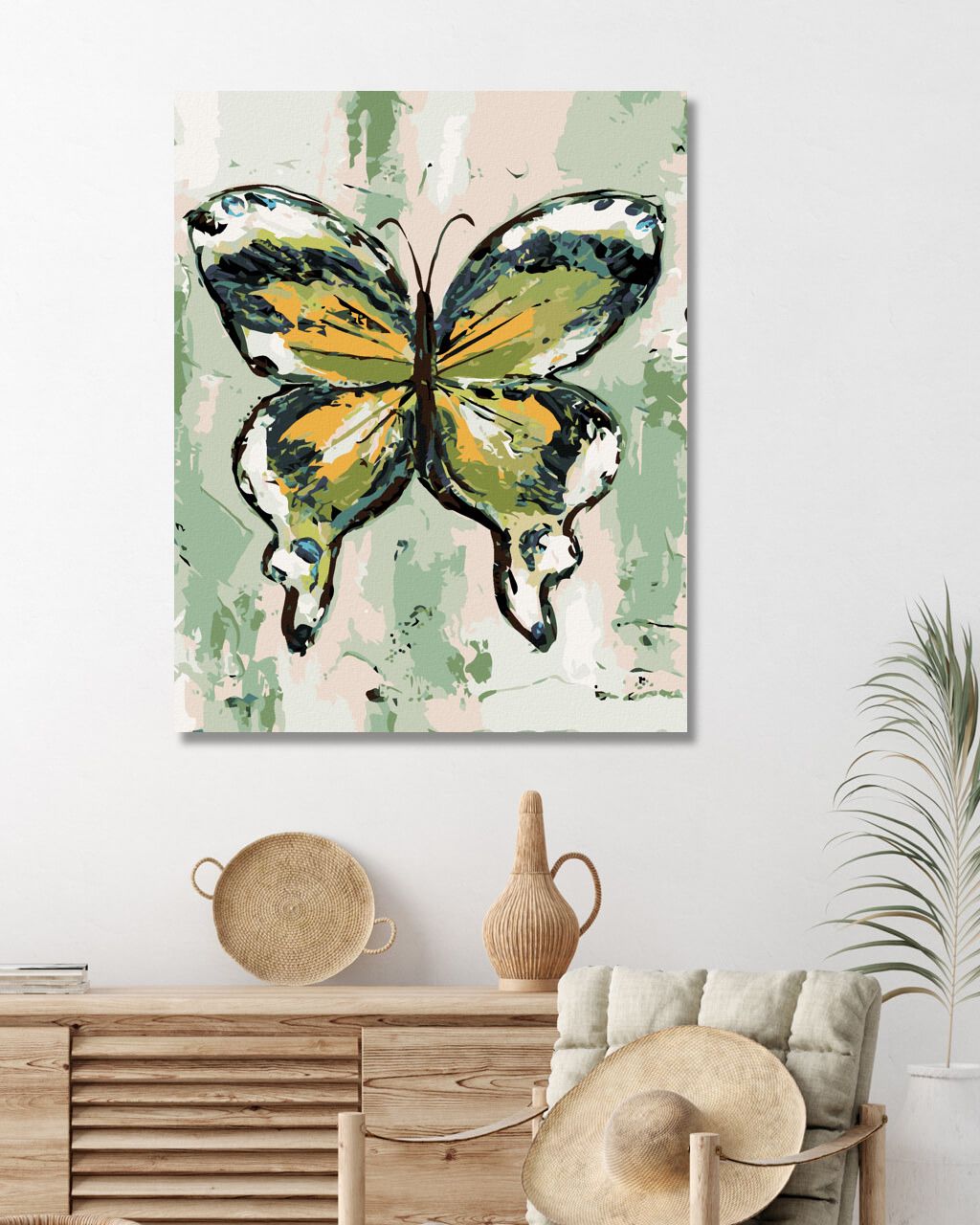 zuty Malování podle čísel - ZELENOŽLUTÝ MOTÝL (HALEY BUSH) - Rozměr: 40x50 cm, Rámování: Varianta: vypnuté plátno na rám - obrázek 4