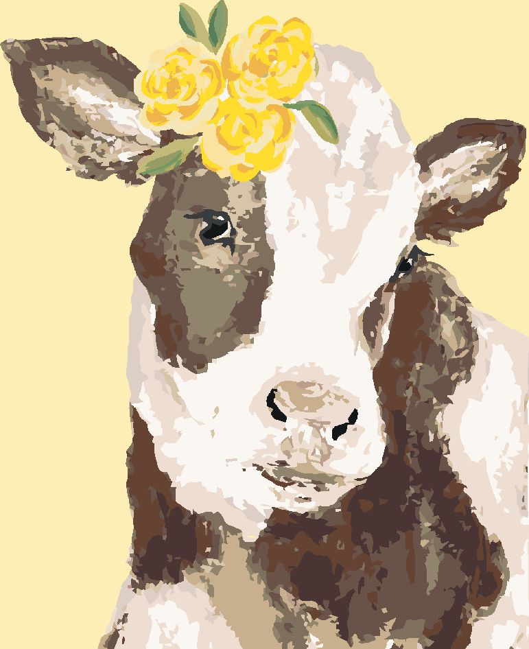 zuty Malování podle čísel - KRÁVA SE ŽLUTOU KVĚTINOU (HALEY BUSH) - Rozměr: 40x50 cm, Rámování: Varianta: bez rámu a bez vypnutí plátna - obrázek 9
