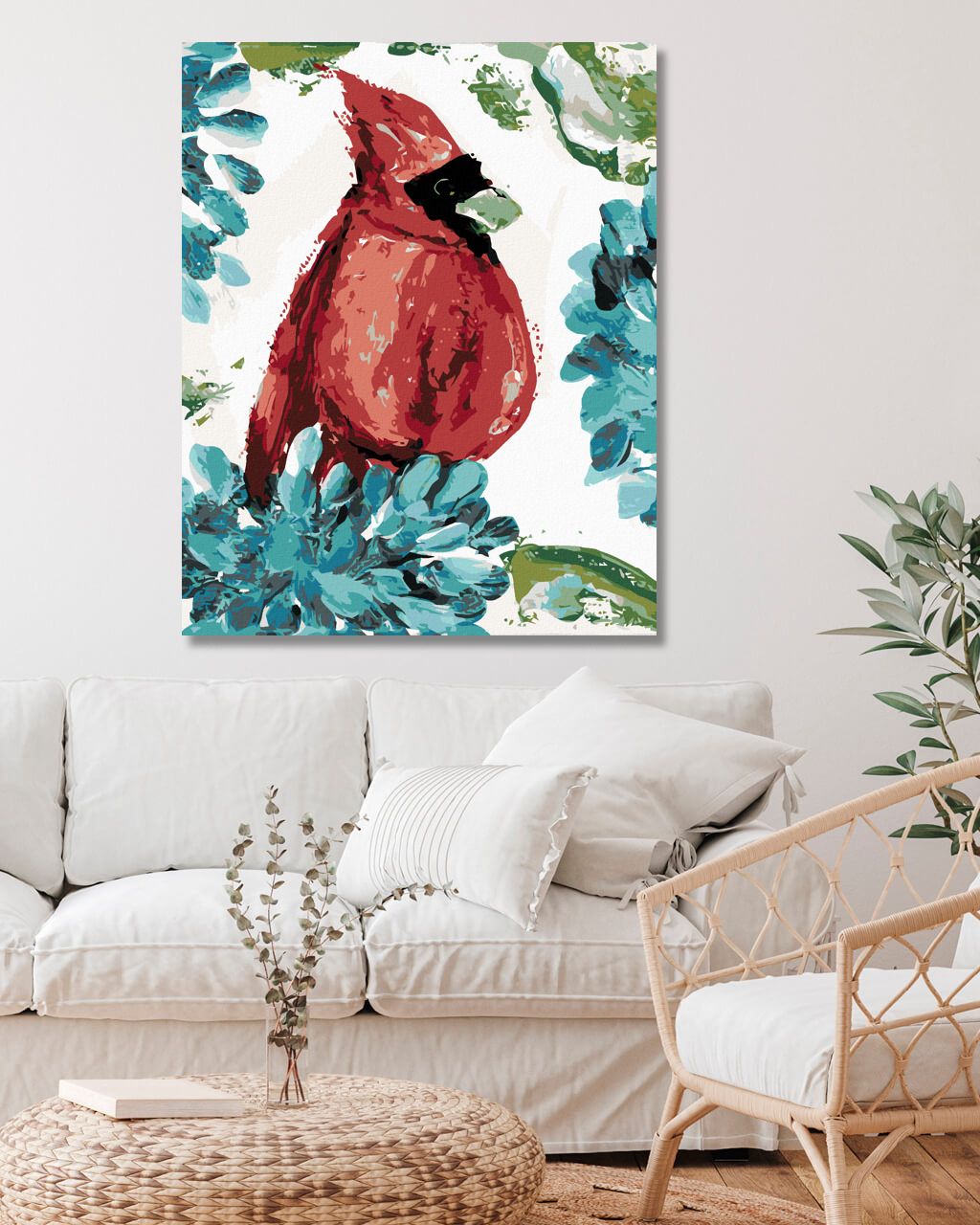 zuty Malování podle čísel - ČERVENÝ PTÁK A HORTENZIE (HALEY BUSH) - Rozměr: 40x50 cm, Rámování: Varianta: vypnuté plátno na rám - obrázek 10