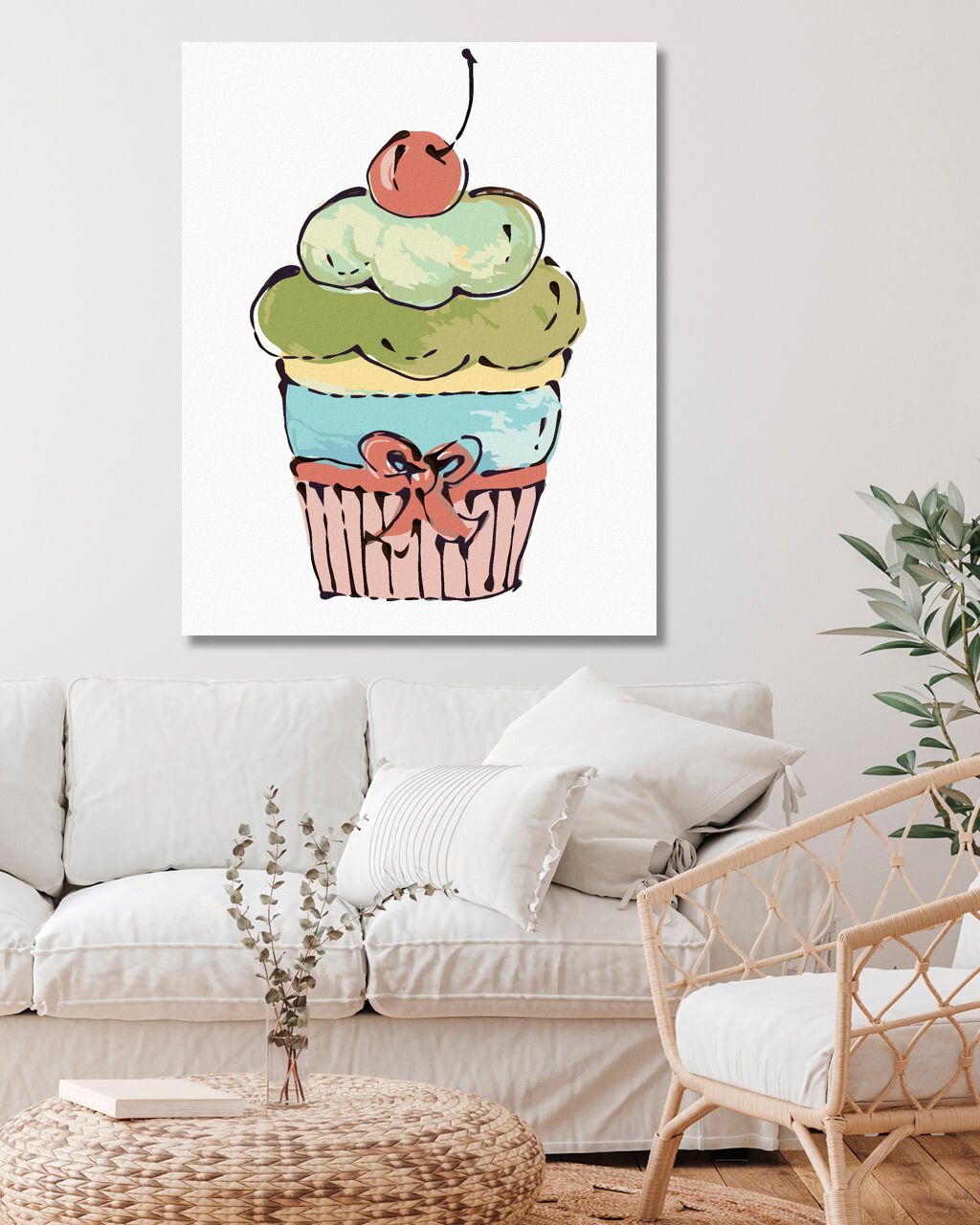 zuty Malování podle čísel - CUPCAKE S RŮŽOVOU TŘEŠNÍ (HALEY BUSH) - Rozměr: 40x50 cm, Rámování: Varianta: vypnuté plátno na rám - obrázek 10