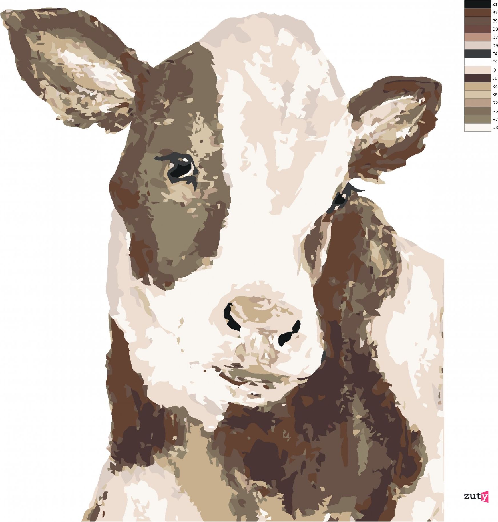 zuty Malování podle čísel - ČERNOBÍLÁ KRÁVA (HALEY BUSH) - Rozměr: 40x50 cm, Rámování: Varianta: vypnuté plátno na rám - obrázek 7