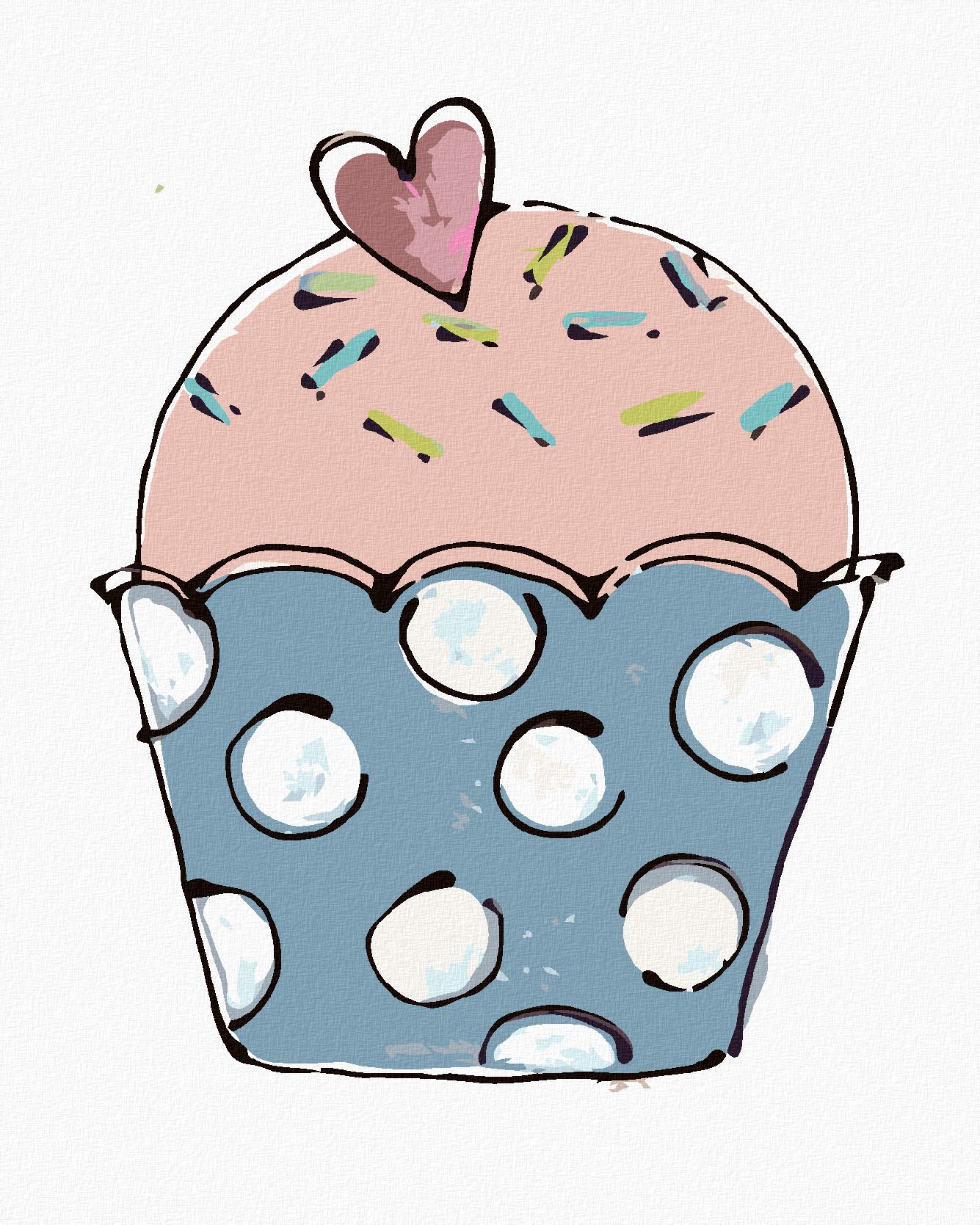 zuty Malování podle čísel - CUPCAKE SE SRDÍČKEM 2 (HALEY BUSH) - Rozměr: 40x50 cm, Rámování: Varianta: vypnuté plátno na rám - obrázek 1