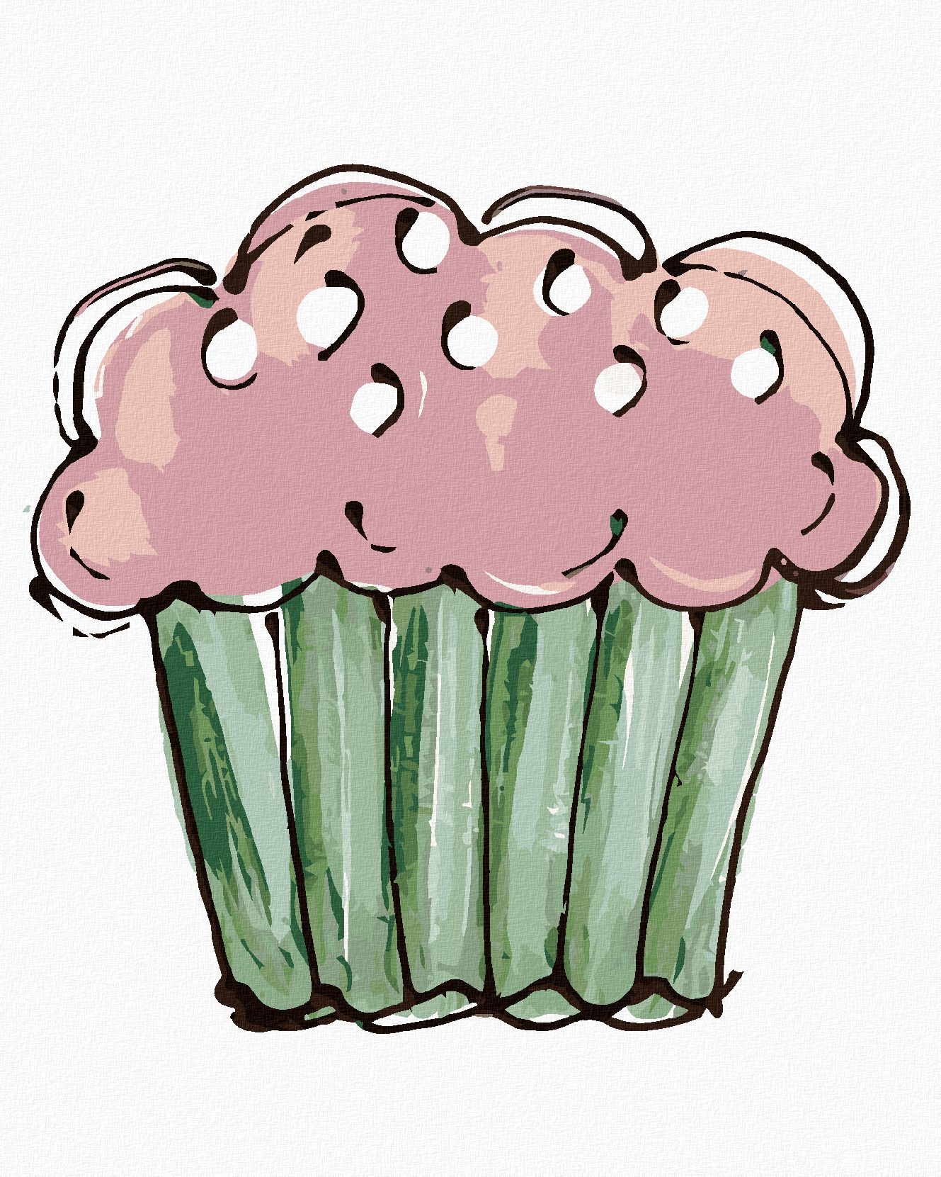 zuty Malování podle čísel - RŮŽOVÝ CUPCAKE 2 (HALEY BUSH) - Rozměr: 40x50 cm, Rámování: Varianta: bez rámu a bez vypnutí plátna - obrázek 1