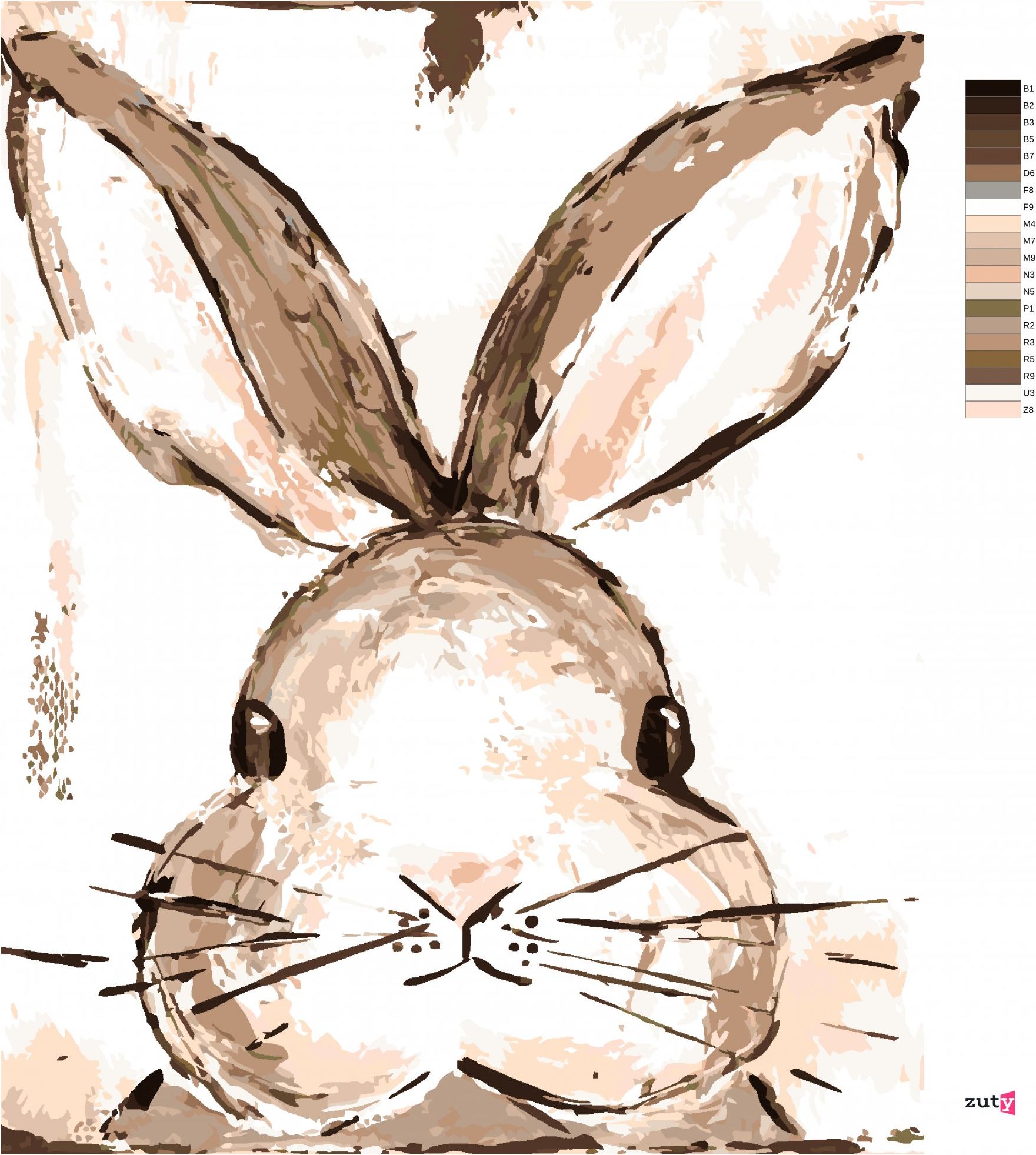 zuty Malování podle čísel - KRÁLÍK BÍLÉ POZADÍ (HALEY BUSH) - Rozměr: 40x50 cm, Rámování: Varianta: vypnuté plátno na rám - obrázek 3