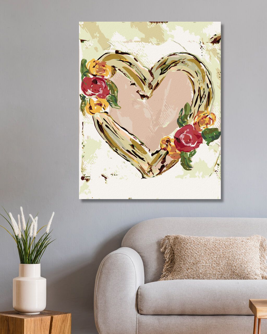 zuty Malování podle čísel - RŮŽOVÉ SRDCE S KVĚTINAMI (HALEY BUSH) - Rozměr: 40x50 cm, Rámování: Varianta: bez rámu a bez vypnutí plátna - obrázek 7
