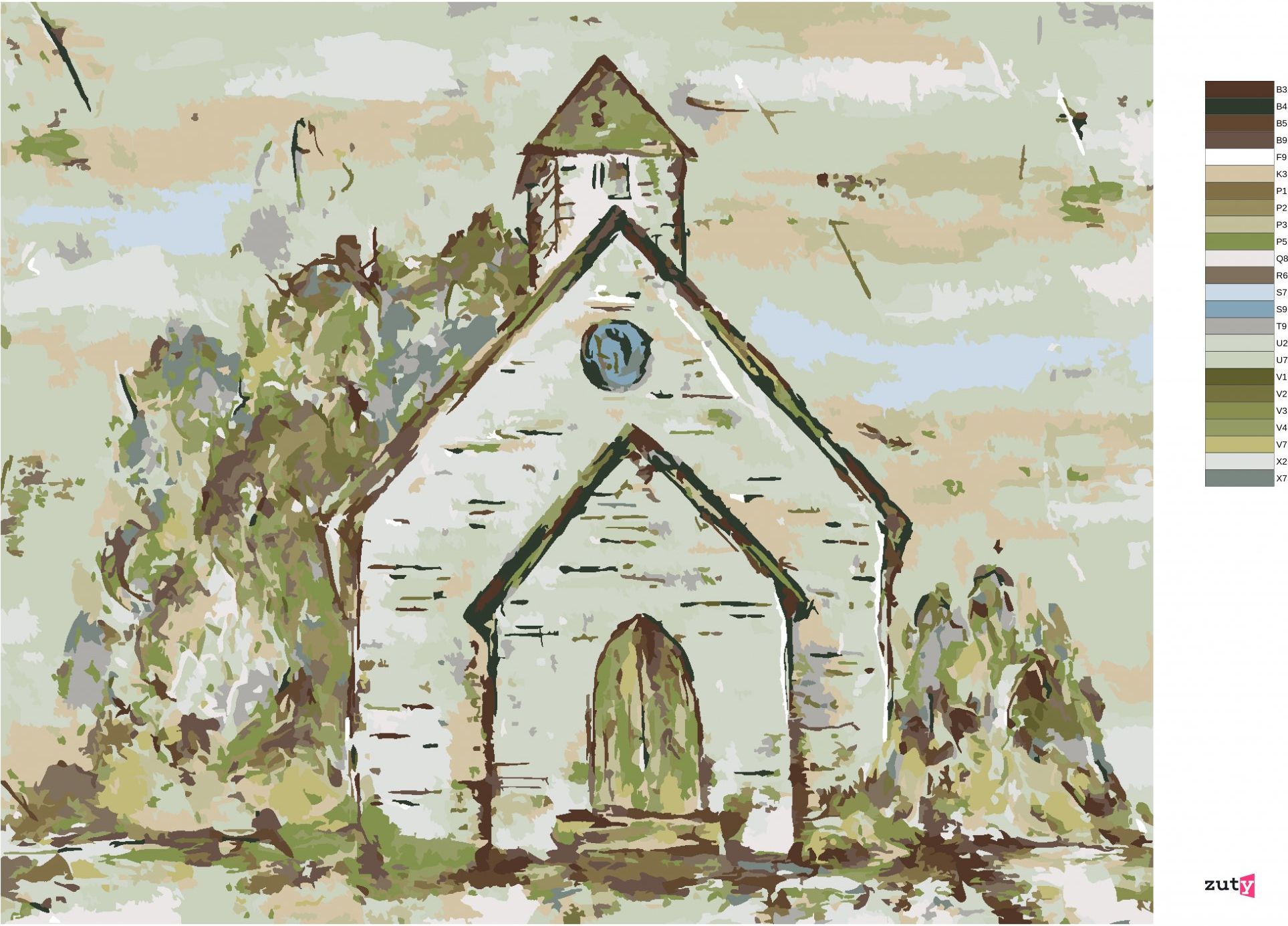 zuty Malování podle čísel - KOSTEL (HALEY BUSH) - Rozměr: 40x50 cm, Rámování: Varianta: bez rámu a bez vypnutí plátna - obrázek 10