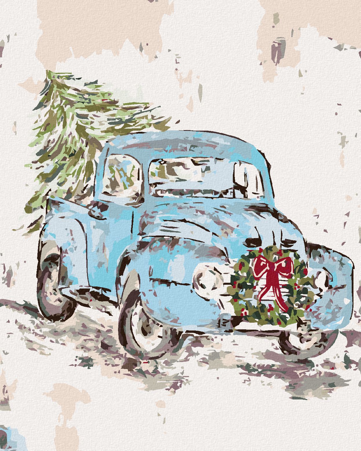 zuty Malování podle čísel - VÁNOČNÍ AUTO (HALEY BUSH) - Rozměr: 40x50 cm, Rámování: Varianta: vypnuté plátno na rám - obrázek 1