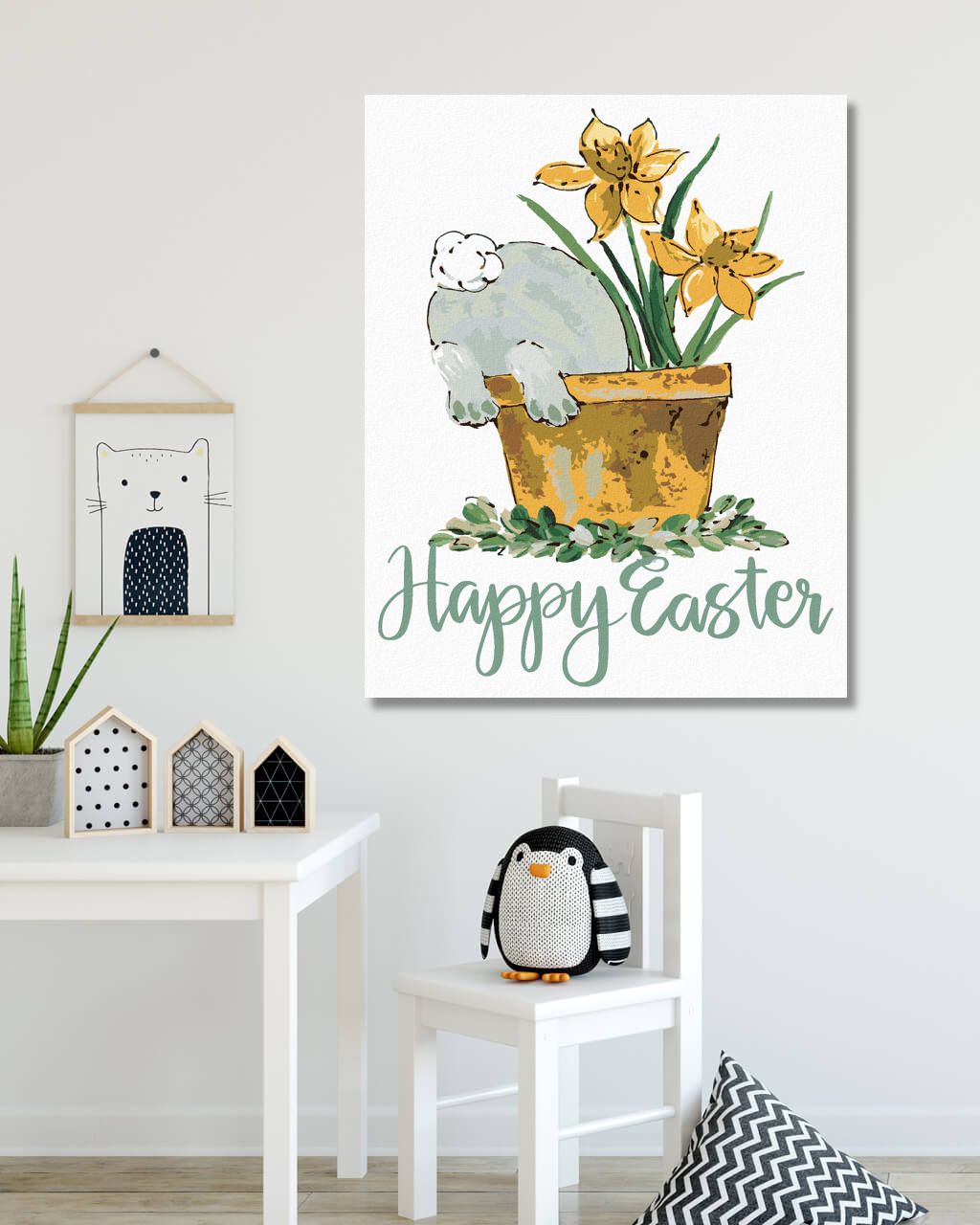 zuty Malování podle čísel - KRÁLÍK V KVĚTINÁČI VELIKONOCE (HALEY BUSH) - Rozměr: 40x50 cm, Rámování: Varianta: bez rámu a bez vypnutí plátna - obrázek 7