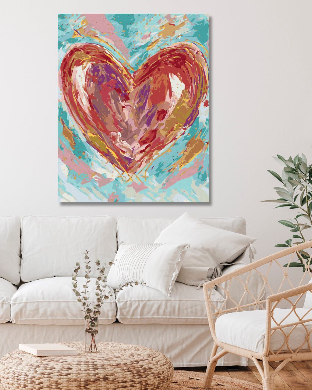 zuty Malování podle čísel - ČERVENÉ SRDCE NA ZELENÉM POZADÍ II (HALEY BUSH) - Rozměr: 40x50 cm, Rámování: Varianta: vypnuté plátno na rám - obrázek 9
