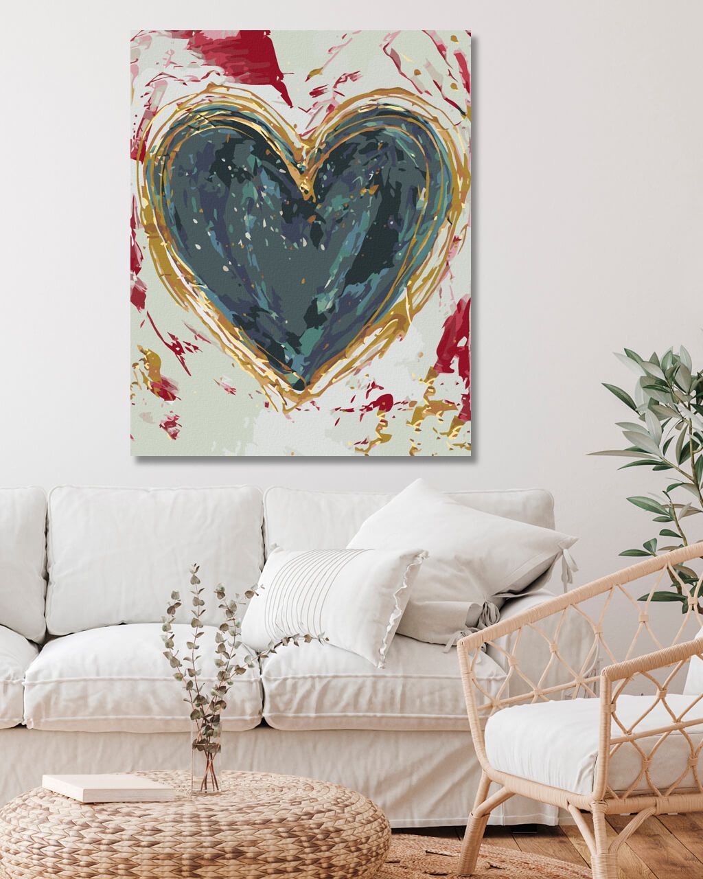 zuty Malování podle čísel - ZELENÉ SRDCE NA BAREVNÉM POZADÍ (HALEY BUSH) - Rozměr: 40x50 cm, Rámování: Varianta: vypnuté plátno na rám - obrázek 8