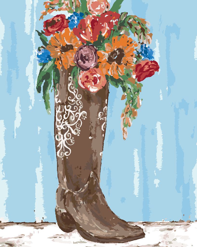 zuty Malování podle čísel - KVEŤINY V BOTĚ (HALEY BUSH) - Rozměr: 40x50 cm, Rámování: Varianta: vypnuté plátno na rám - obrázek 5