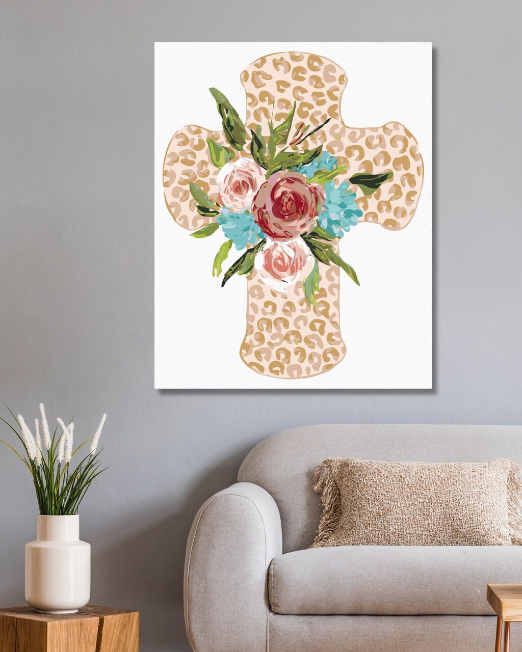 zuty Malování podle čísel - KŘÍŽ S KVĚTINAMI (HALEY BUSH) - Rozměr: 40x50 cm, Rámování: Varianta: bez rámu a bez vypnutí plátna - obrázek 3