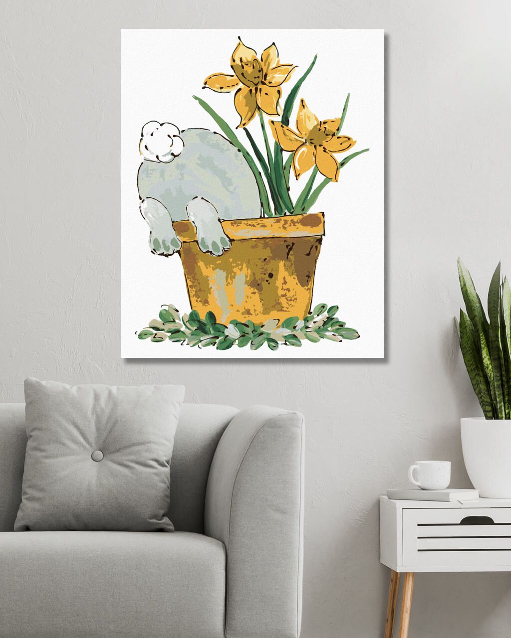 zuty Malování podle čísel - KRÁLÍK V KVĚTINÁČI (HALEY BUSH) - Rozměr: 40x50 cm, Rámování: Varianta: vypnuté plátno na rám - obrázek 4