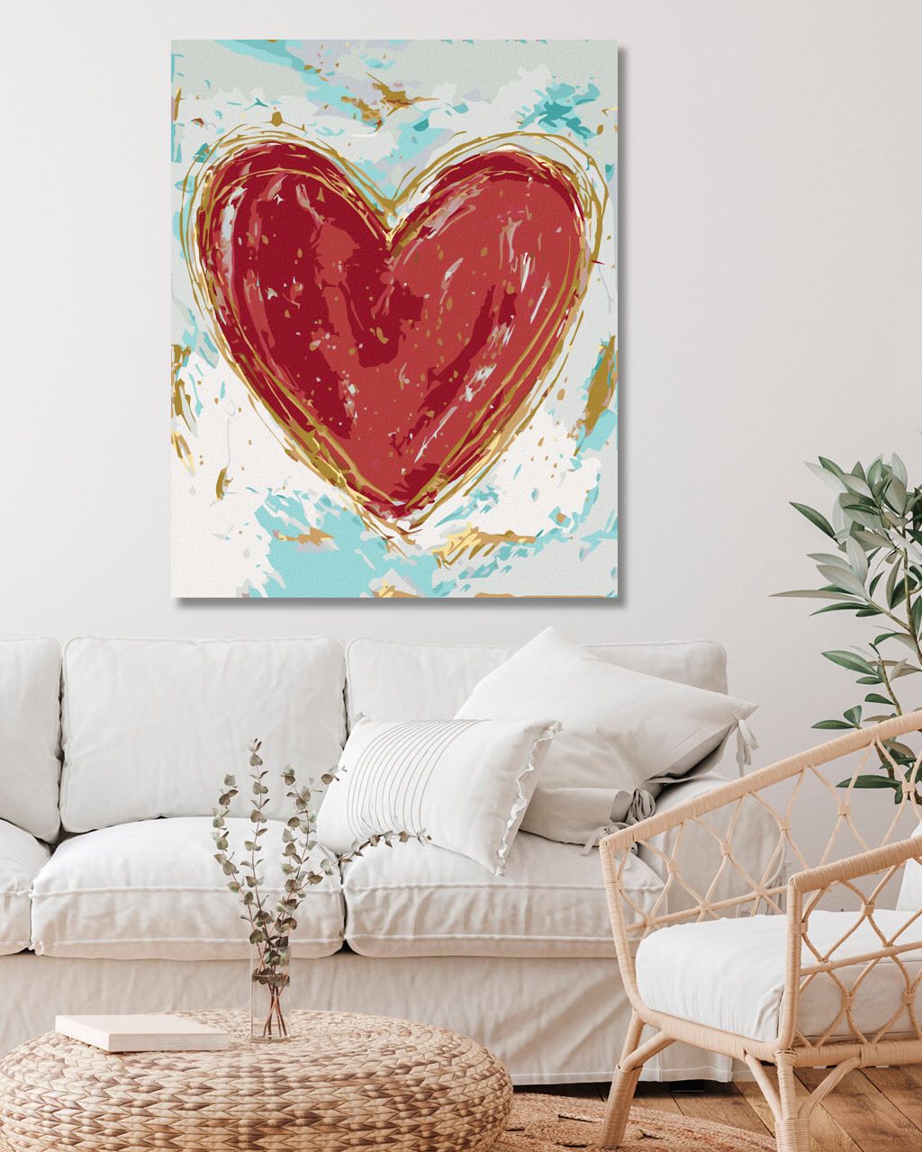 zuty Malování podle čísel - ČERVENÉ SRDCE NA BAREVNÉM POZADÍ (HALEY BUSH) - Rozměr: 40x50 cm, Rámování: Varianta: vypnuté plátno na rám - obrázek 8