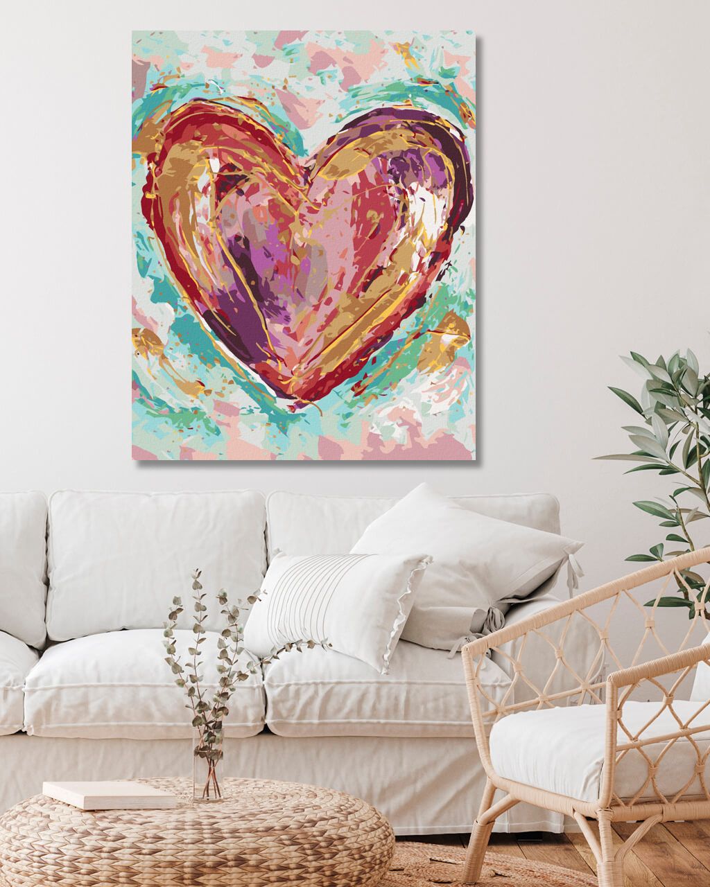 zuty Malování podle čísel - BAREVNÉ SRDCE NA ZELENÉM POZADÍ II (HALEY BUSH) - Rozměr: 40x50 cm, Rámování: Varianta: vypnuté plátno na rám - obrázek 9