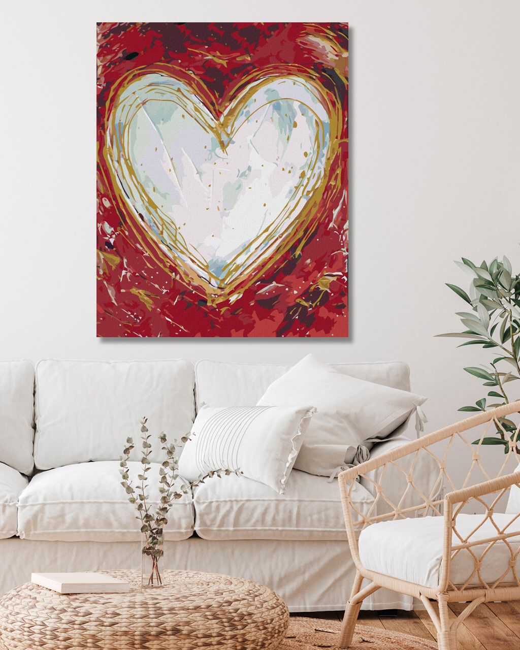 zuty Malování podle čísel - BÍLÉ SRDCE NA ČERVENÉM POZADÍ (HALEY BUSH) - Rozměr: 40x50 cm, Rámování: Varianta: vypnuté plátno na rám - obrázek 8