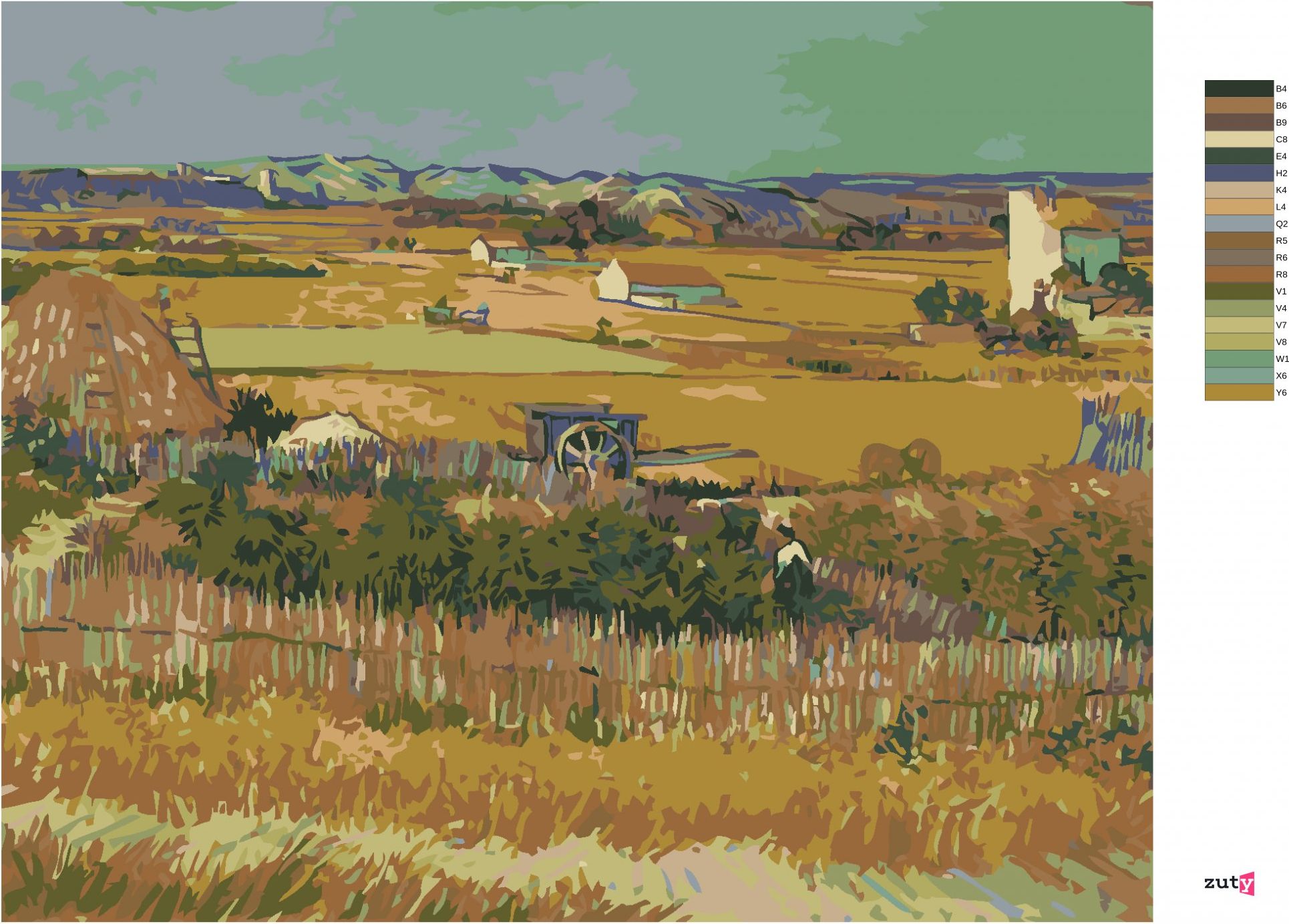 zuty Malování podle čísel - SKLIZEŇ (VINCENT VAN GOGH) - Rozměr: 40x50 cm, Rámování: Varianta: bez rámu a bez vypnutí plátna - obrázek 8