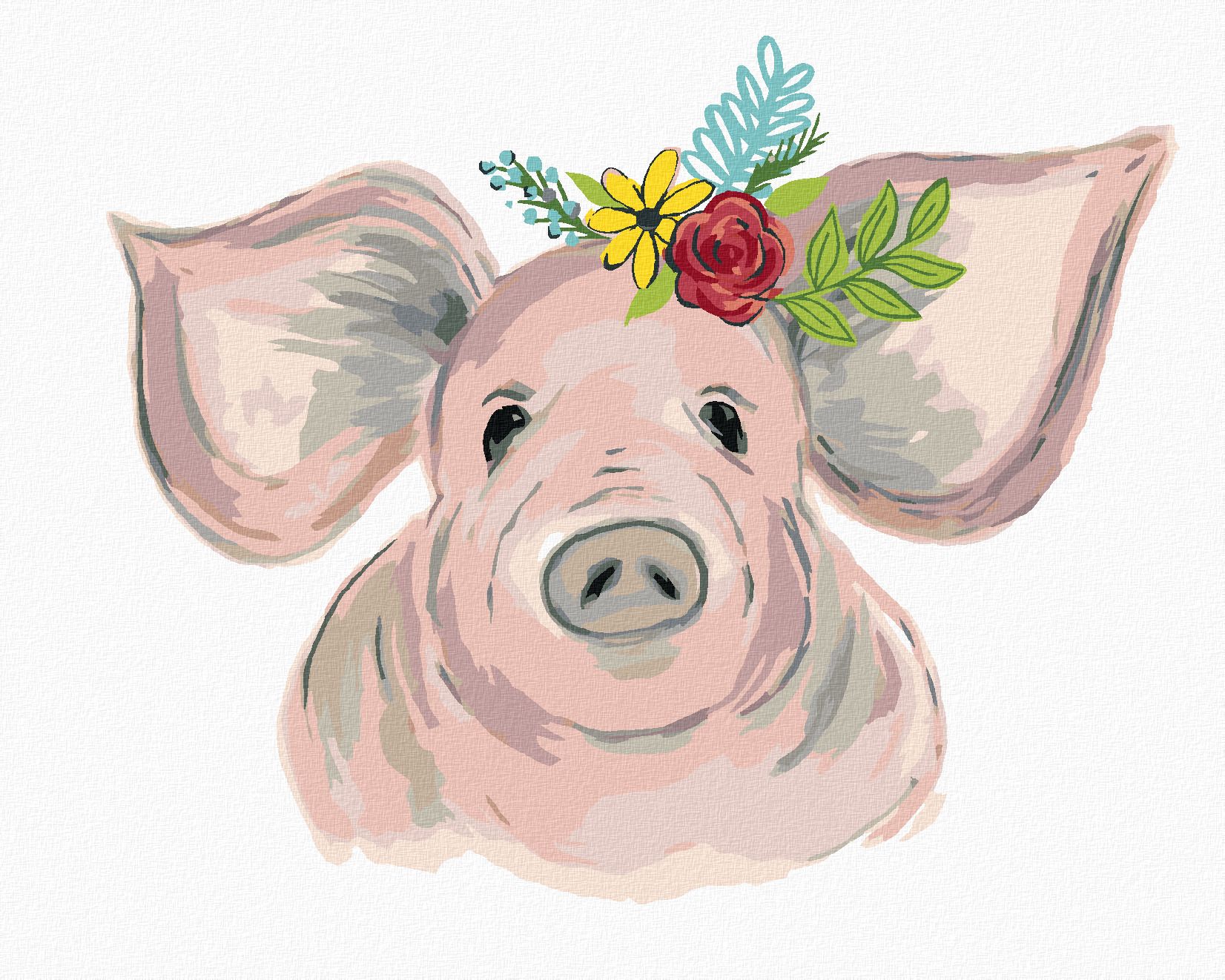 zuty Malování podle čísel - PRASE S KVĚTINAMI (HALEY BUSH) - Rozměr: 40x50 cm, Rámování: Varianta: vypnuté plátno na rám - obrázek 1