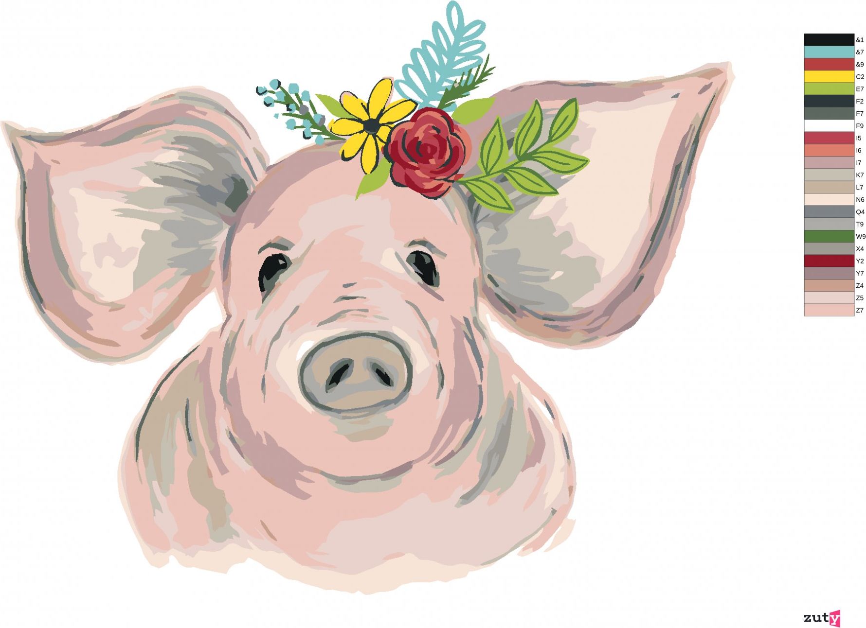 zuty Malování podle čísel - PRASE S KVĚTINAMI (HALEY BUSH) - Rozměr: 40x50 cm, Rámování: Varianta: vypnuté plátno na rám - obrázek 3
