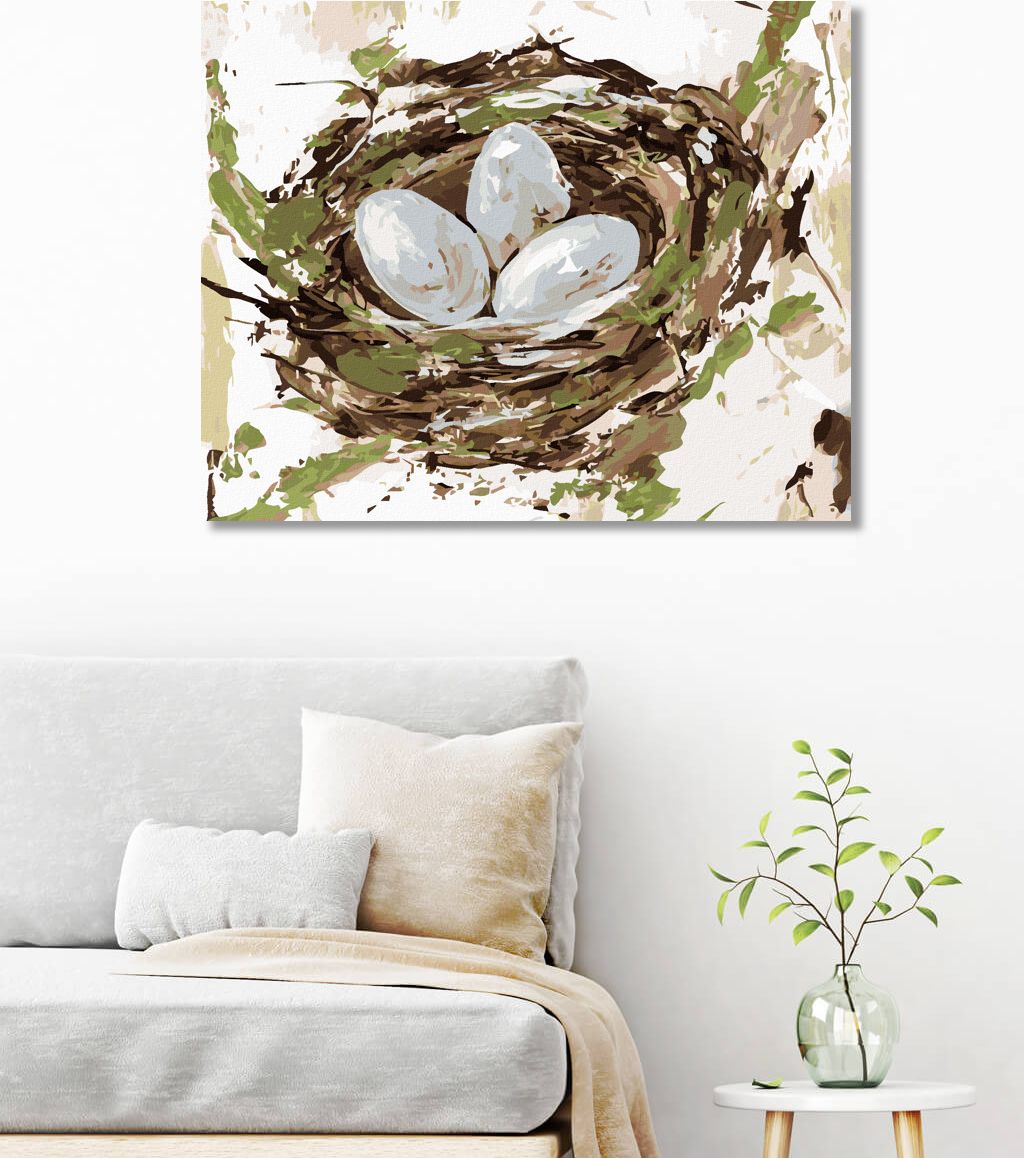 zuty Malování podle čísel - HNÍZDO S VEJCI (HALEY BUSH) - Rozměr: 40x50 cm, Rámování: Varianta: vypnuté plátno na rám - obrázek 3