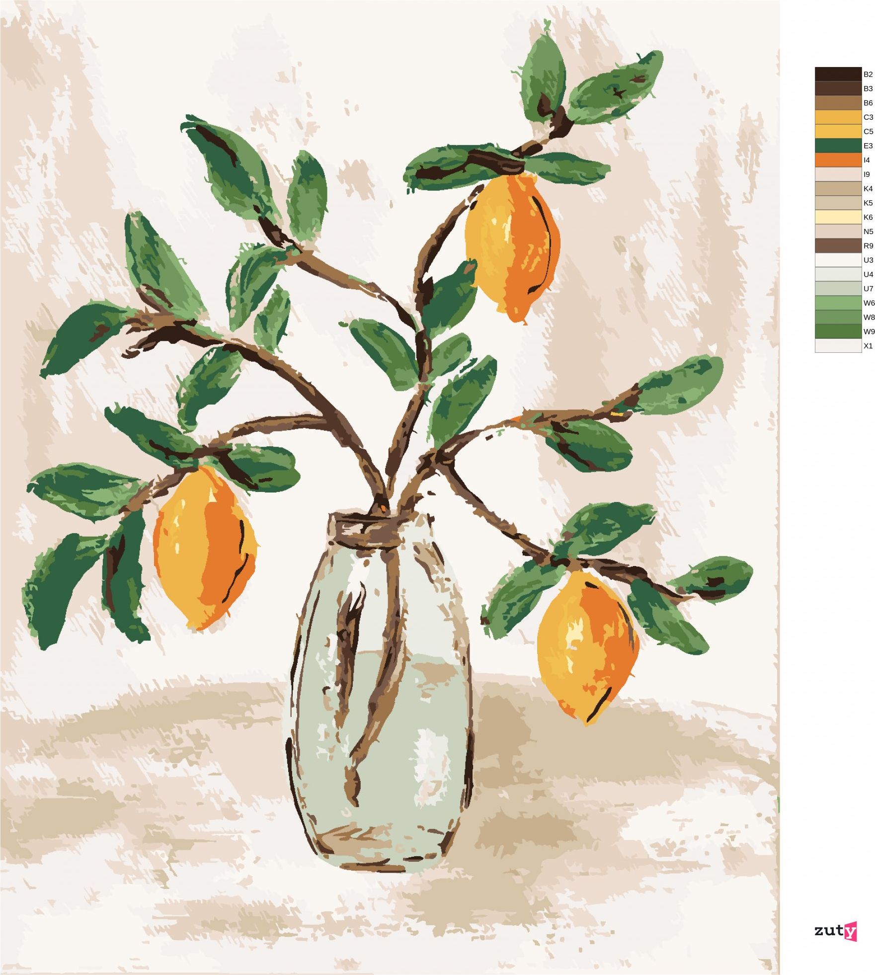 zuty Malování podle čísel - CITRÓNY VE VÁZE 4 (HALEY BUSH) - Rozměr: 40x50 cm, Rámování: Varianta: vypnuté plátno na rám - obrázek 5