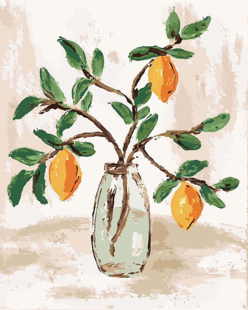 zuty Malování podle čísel - CITRÓNY VE VÁZE 4 (HALEY BUSH) - Rozměr: 40x50 cm, Rámování: Varianta: vypnuté plátno na rám - obrázek 6