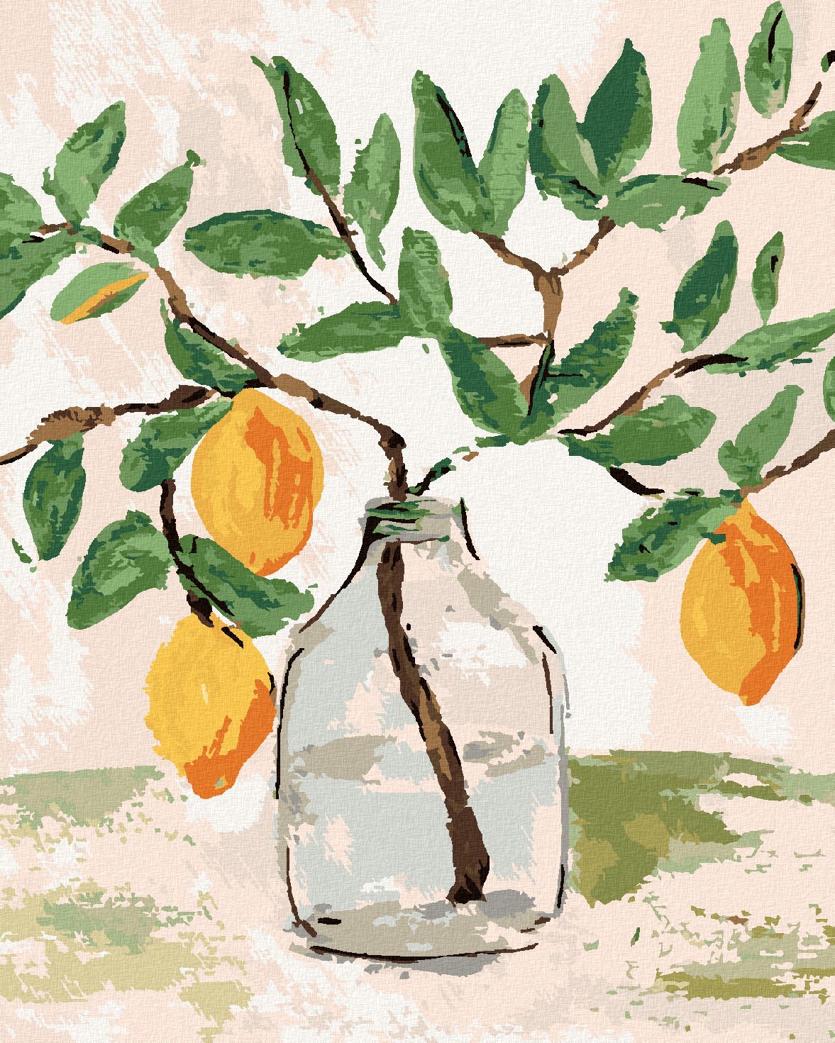 zuty Malování podle čísel - CITRÓNY VE VÁZE 2 (HALEY BUSH) - Rozměr: 40x50 cm, Rámování: Varianta: vypnuté plátno na rám - obrázek 1