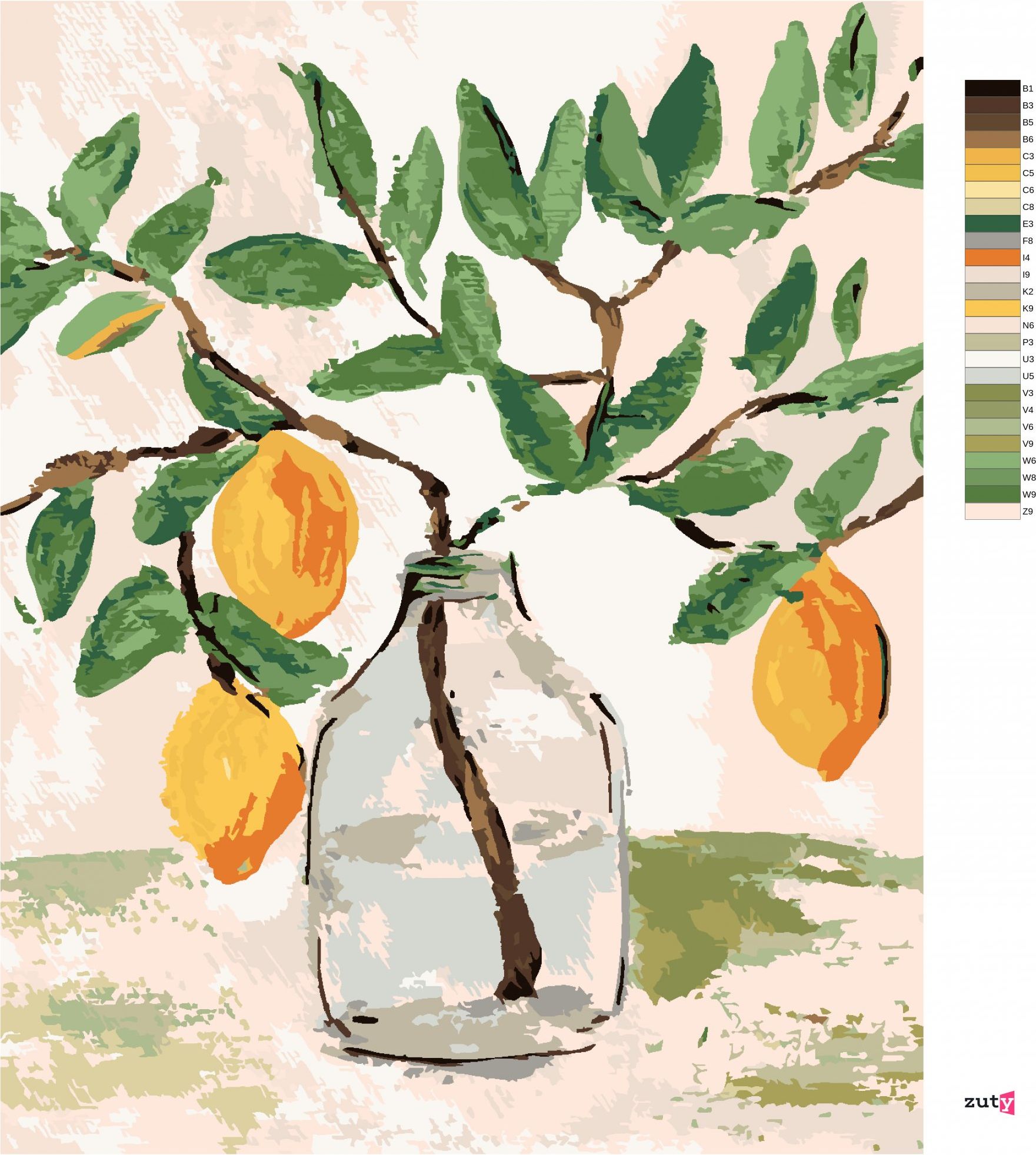 zuty Malování podle čísel - CITRÓNY VE VÁZE 2 (HALEY BUSH) - Rozměr: 40x50 cm, Rámování: Varianta: vypnuté plátno na rám - obrázek 9