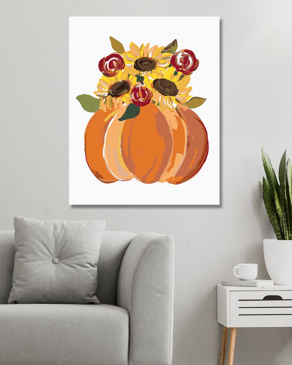 zuty Malování podle čísel - ORANŽOVÉ DÝNĚ SE SLUNEČNICEMI (HALEY BUSH) - Rozměr: 40x50 cm, Rámování: Varianta: bez rámu a bez vypnutí plátna - obrázek 10
