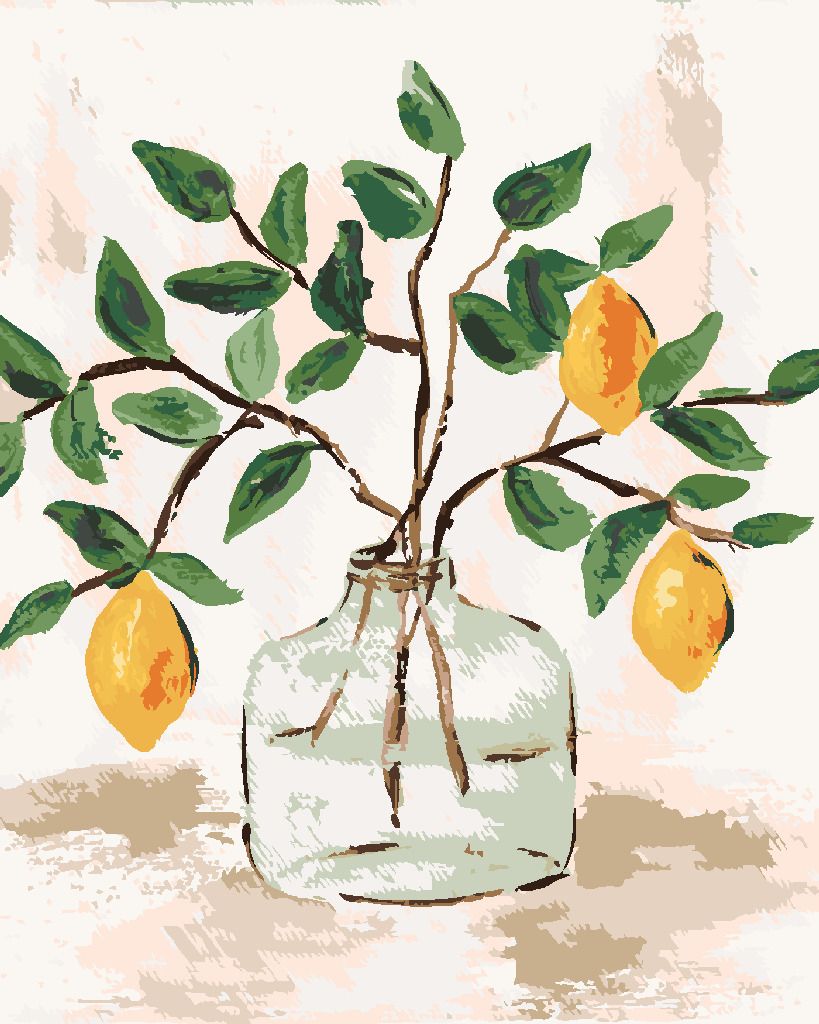 zuty Malování podle čísel - CITRÓNY VE VÁZE 5 (HALEY BUSH) - Rozměr: 40x50 cm, Rámování: Varianta: bez rámu a bez vypnutí plátna - obrázek 2