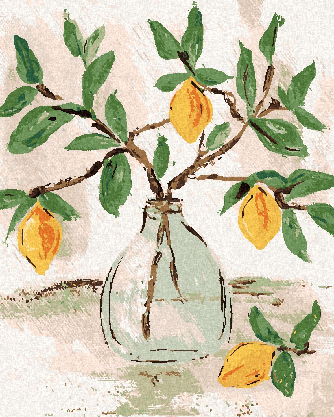 zuty Malování podle čísel - CITRÓNY VE VÁZE (HALEY BUSH) - Rozměr: 40x50 cm, Rámování: Varianta: bez rámu a bez vypnutí plátna - obrázek 1