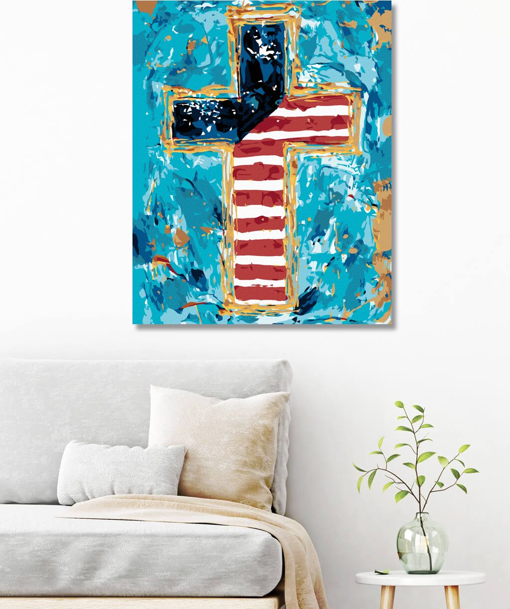 zuty Malování podle čísel - BAREVNÝ KŘÍŽ (HALEY BUSH) - Rozměr: 40x50 cm, Rámování: Varianta: bez rámu a bez vypnutí plátna - obrázek 4