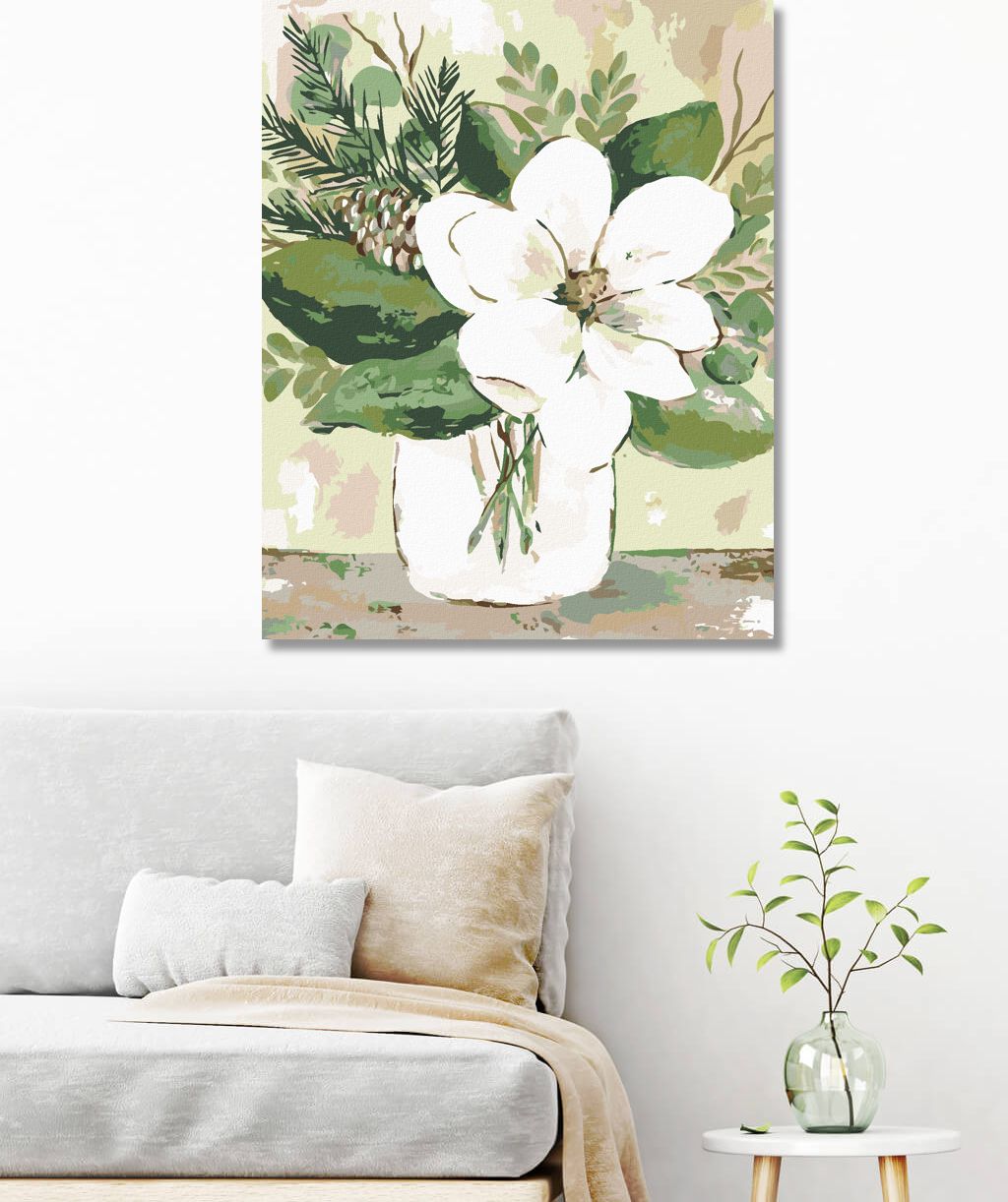 zuty Malování podle čísel - ZIMNÍ MAGNÓLIE VE SKLENICI 2 (HALEY BUSH) - Rozměr: 40x50 cm, Rámování: Varianta: bez rámu a bez vypnutí plátna - obrázek 4
