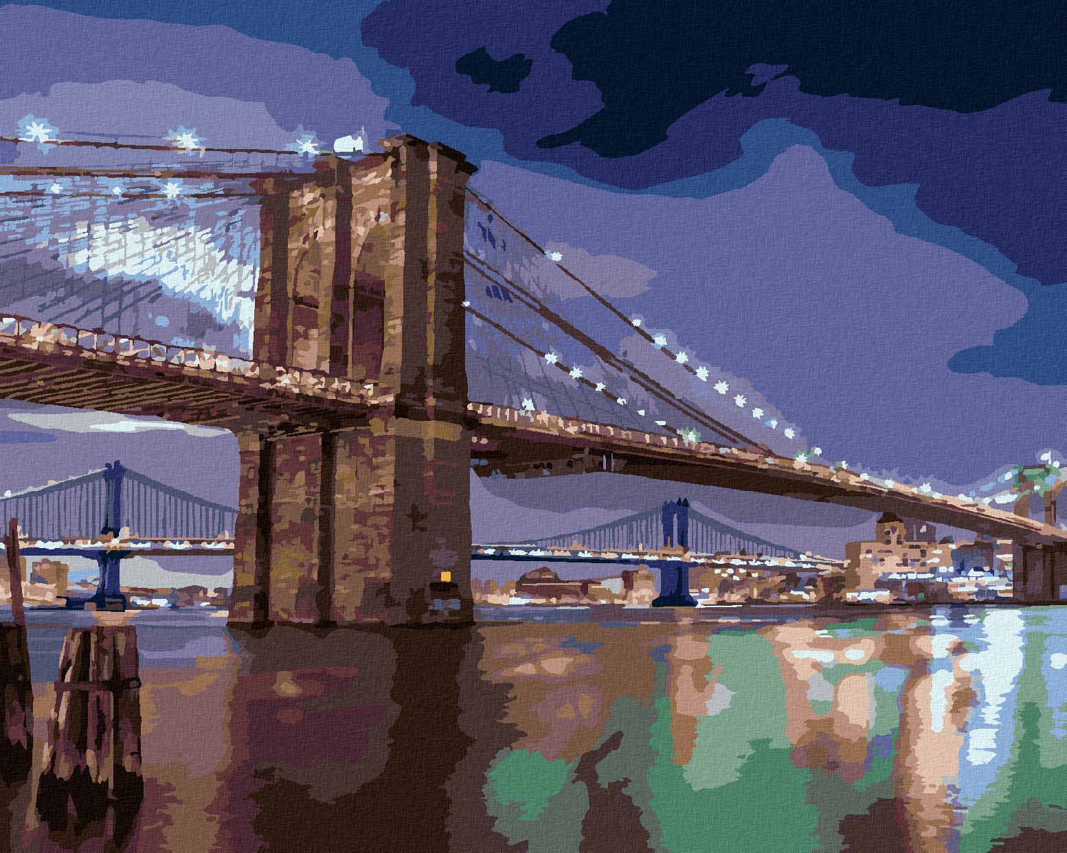 zuty Malování podle čísel - BROOKLYNSKÝ MOST, USA (TED DAVIS) - Rozměr: 40x50 cm, Rámování: Varianta: vypnuté plátno na rám - obrázek 1