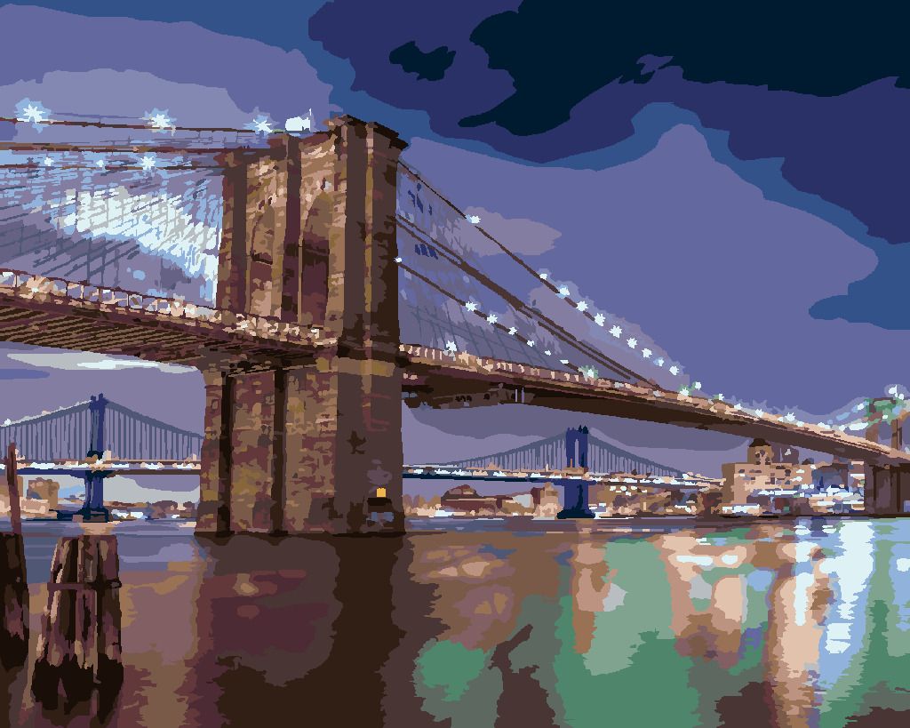 zuty Malování podle čísel - BROOKLYNSKÝ MOST, USA (TED DAVIS) - Rozměr: 40x50 cm, Rámování: Varianta: vypnuté plátno na rám - obrázek 3