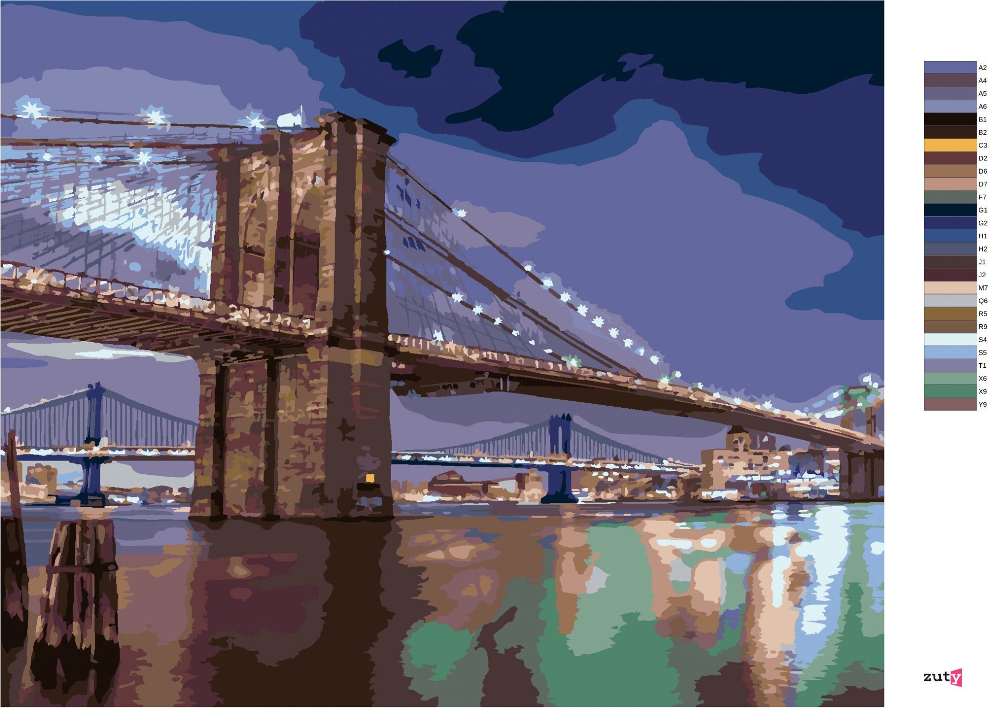 zuty Malování podle čísel - BROOKLYNSKÝ MOST, USA (TED DAVIS) - Rozměr: 40x50 cm, Rámování: Varianta: vypnuté plátno na rám - obrázek 5