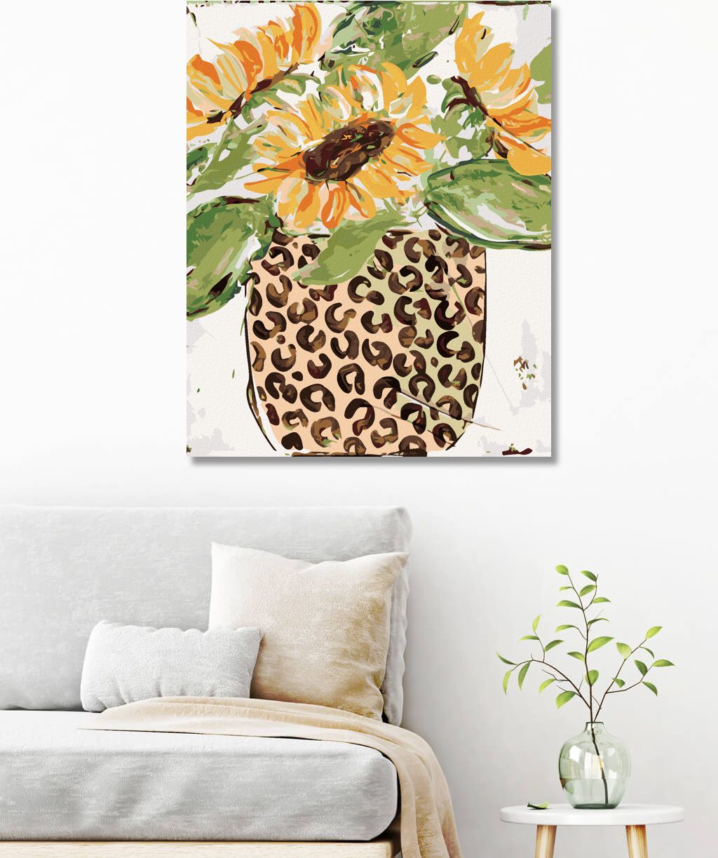 zuty Malování podle čísel - SLUNEČNICE V LEOPARDÍ VÁZE (HALEY BUSH) - Rozměr: 40x50 cm, Rámování: Varianta: bez rámu a bez vypnutí plátna - obrázek 5