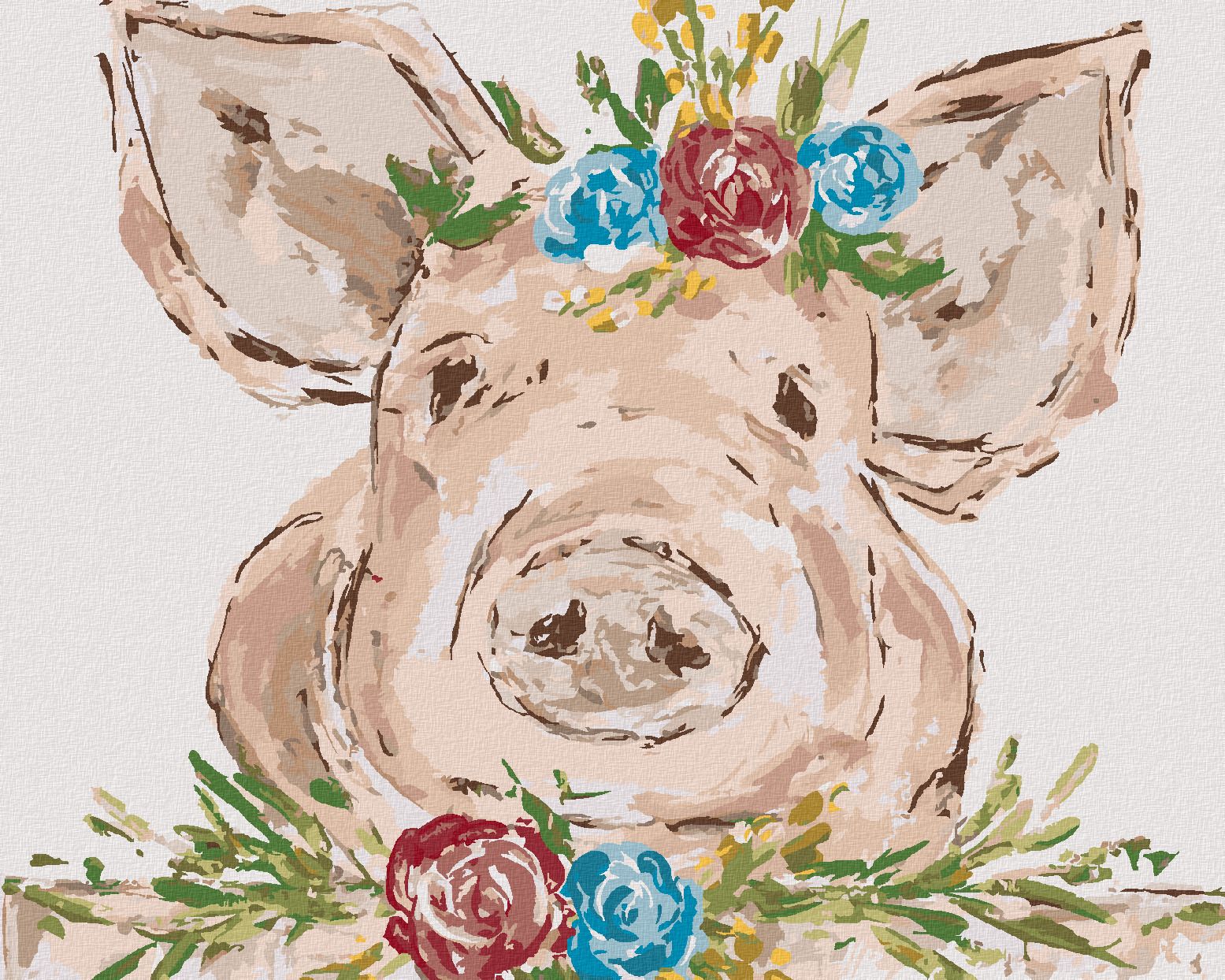 zuty Malování podle čísel - PRASE S KVĚTINAMI 2 (HALEY BUSH) - Rozměr: 40x50 cm, Rámování: Varianta: bez rámu a bez vypnutí plátna - obrázek 1