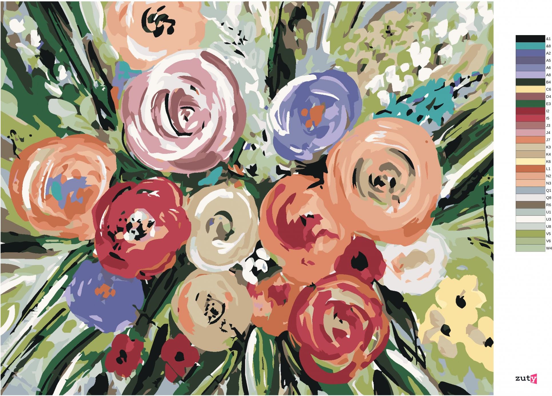 zuty Malování podle čísel - KYTICE RŮŽÍ (HALEY BUSH) - Rozměr: 40x50 cm, Rámování: Varianta: bez rámu a bez vypnutí plátna - obrázek 3