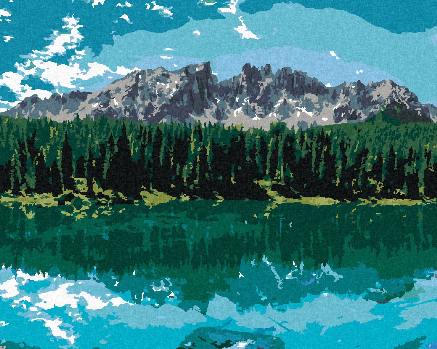 zuty Malování podle čísel - JEZERO POD HORAMI (TED DAVIS) - Rozměr: 40x50 cm, Rámování: Varianta: vypnuté plátno na rám - obrázek 1