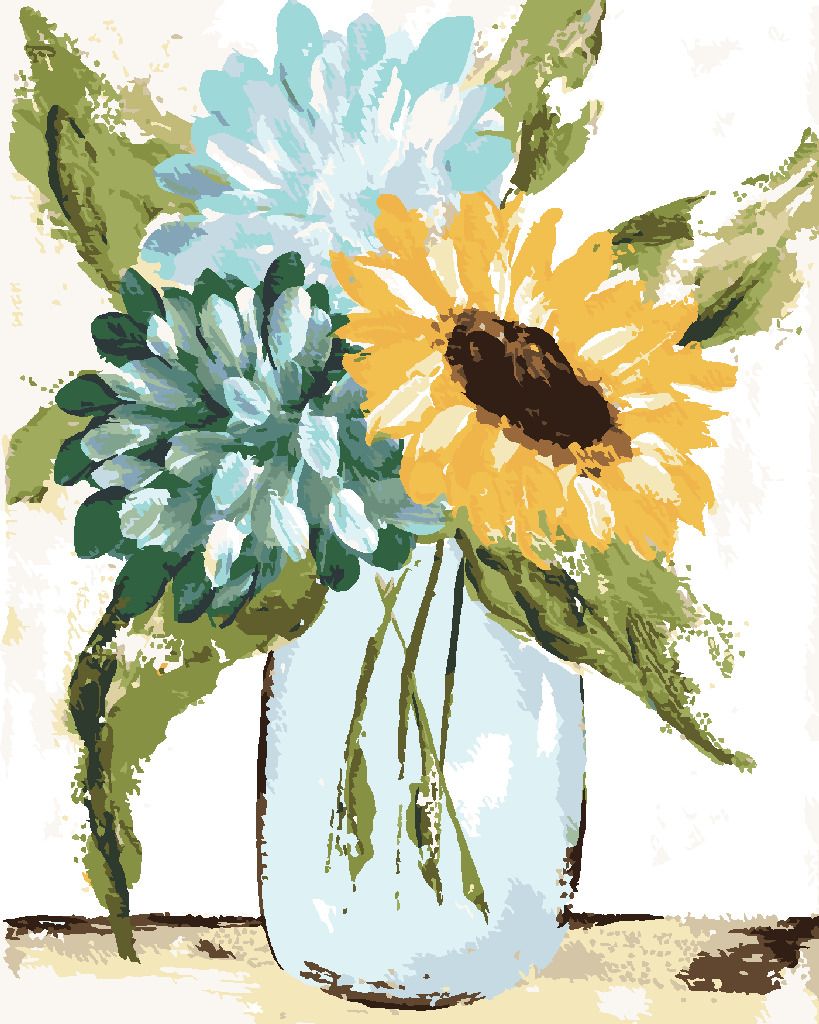 zuty Malování podle čísel - HORTENZIE A SLUNEČNICE VE VÁZE 2 (HALEY BUSH) - Rozměr: 40x50 cm, Rámování: Varianta: bez rámu a bez vypnutí plátna - obrázek 6